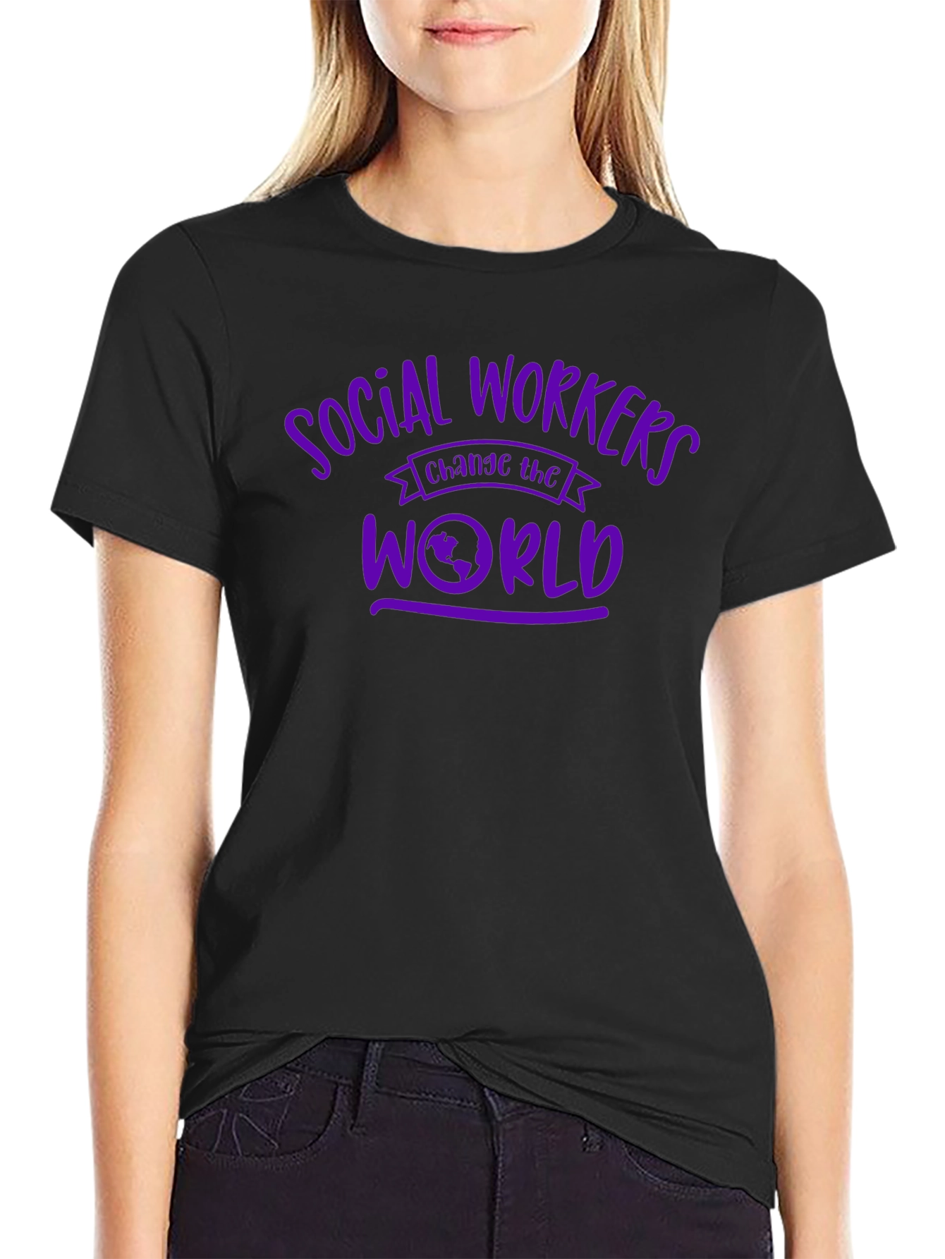Black Social Workers Change the World T-Shirt - Black view 2