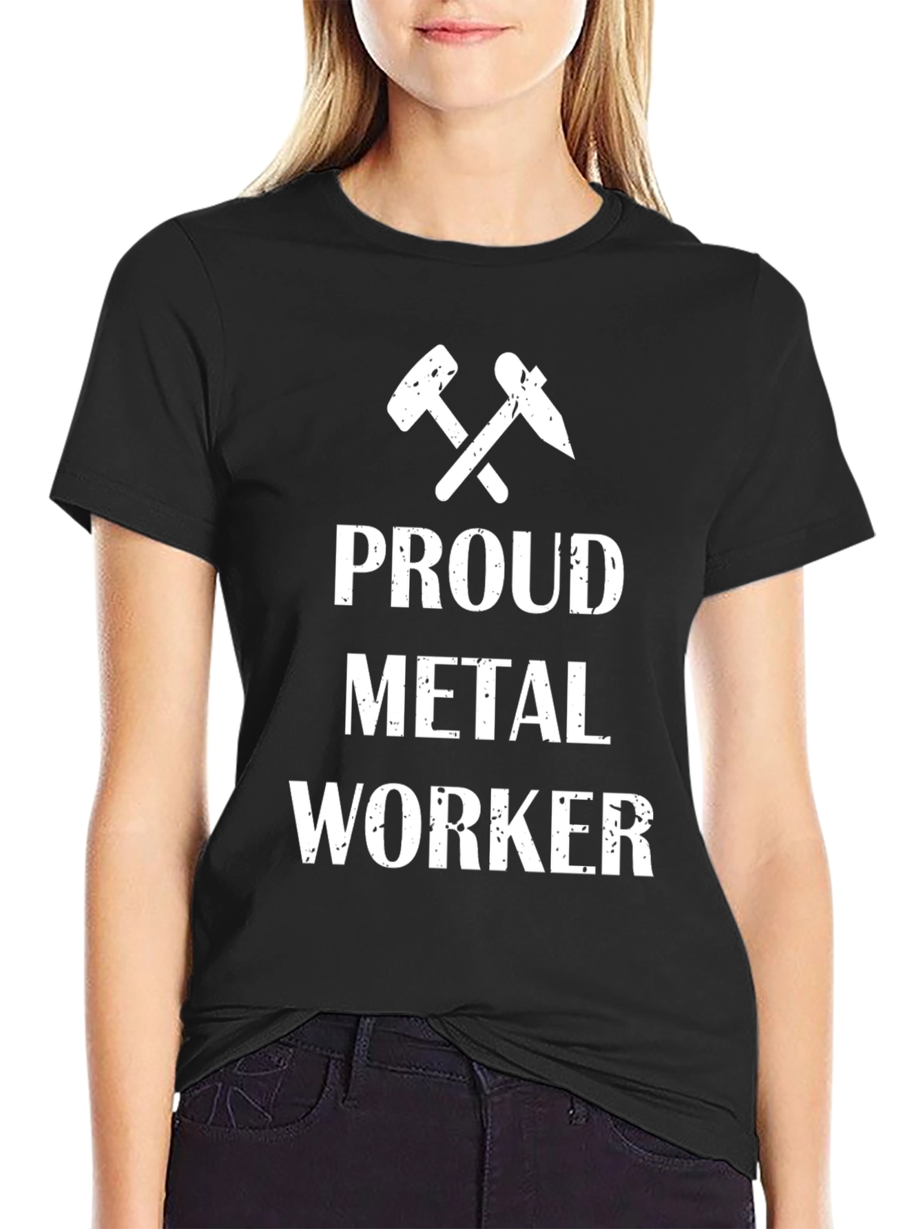 Black Proud Metal Worker Graphic T-Shirt view 2