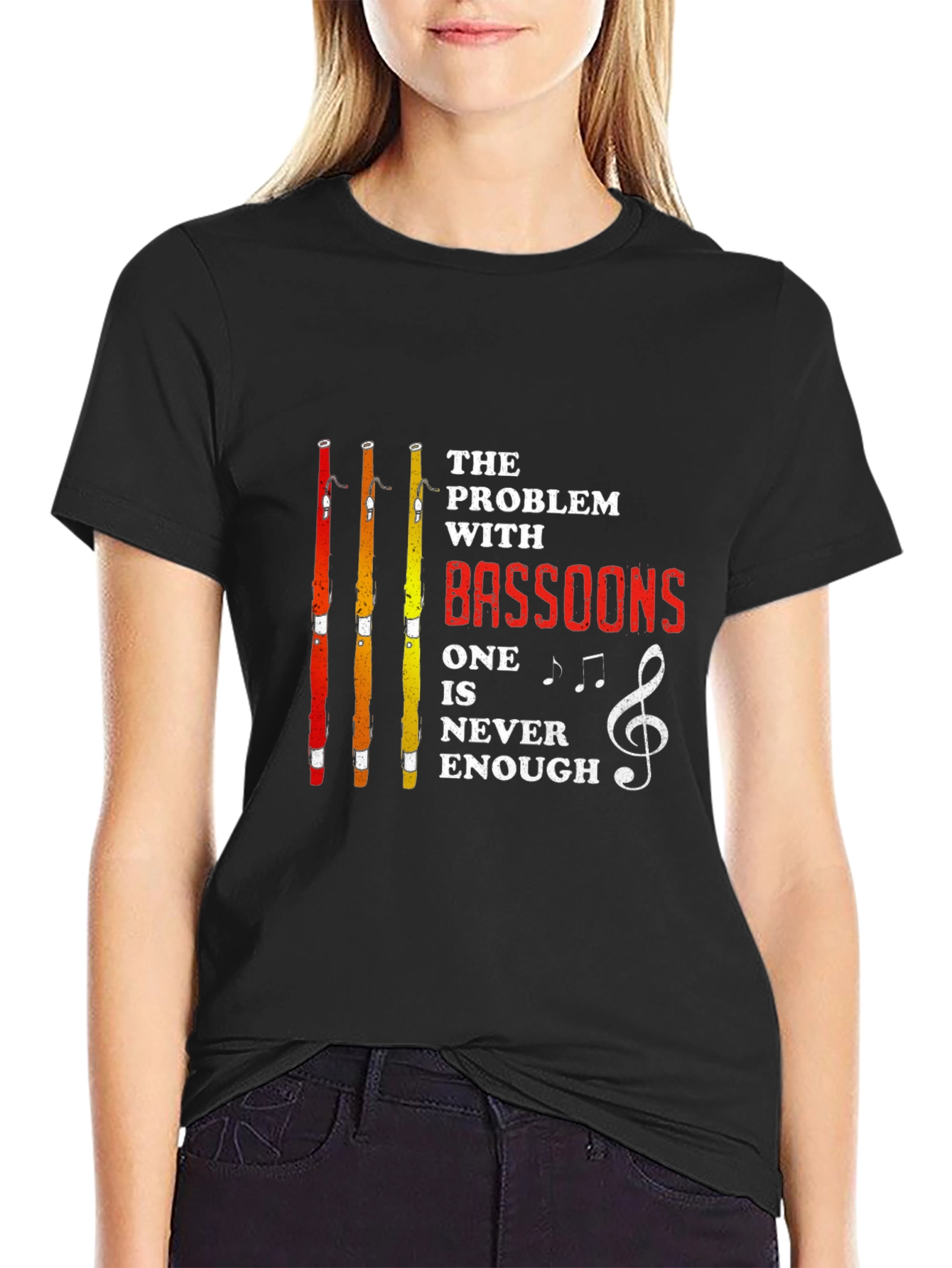 Black Bassoon Lover T-Shirt - Funny Music Band Tee view 2