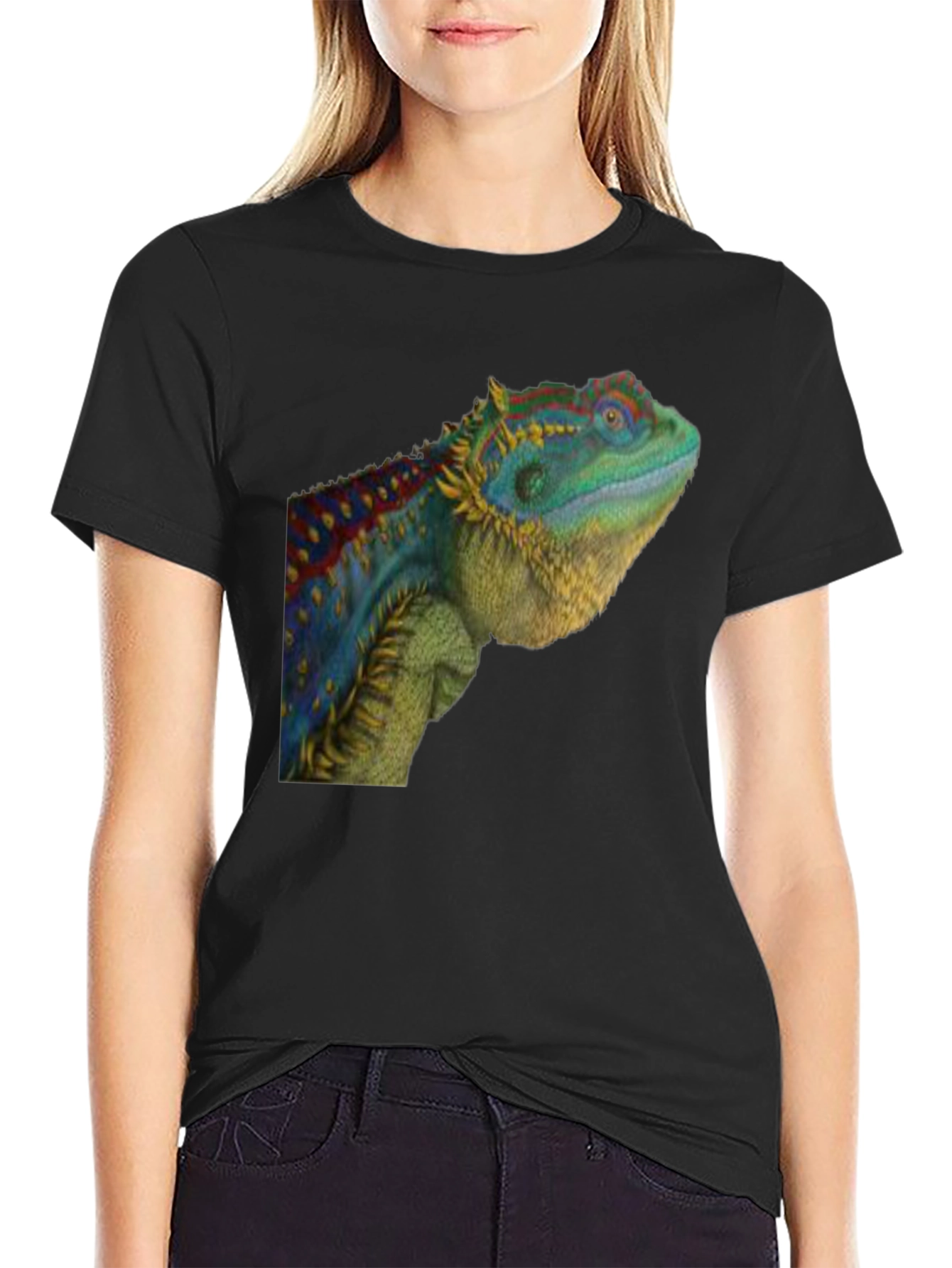 Black Lizard Graphic T-Shirt - Cool Reptile Tee view 2