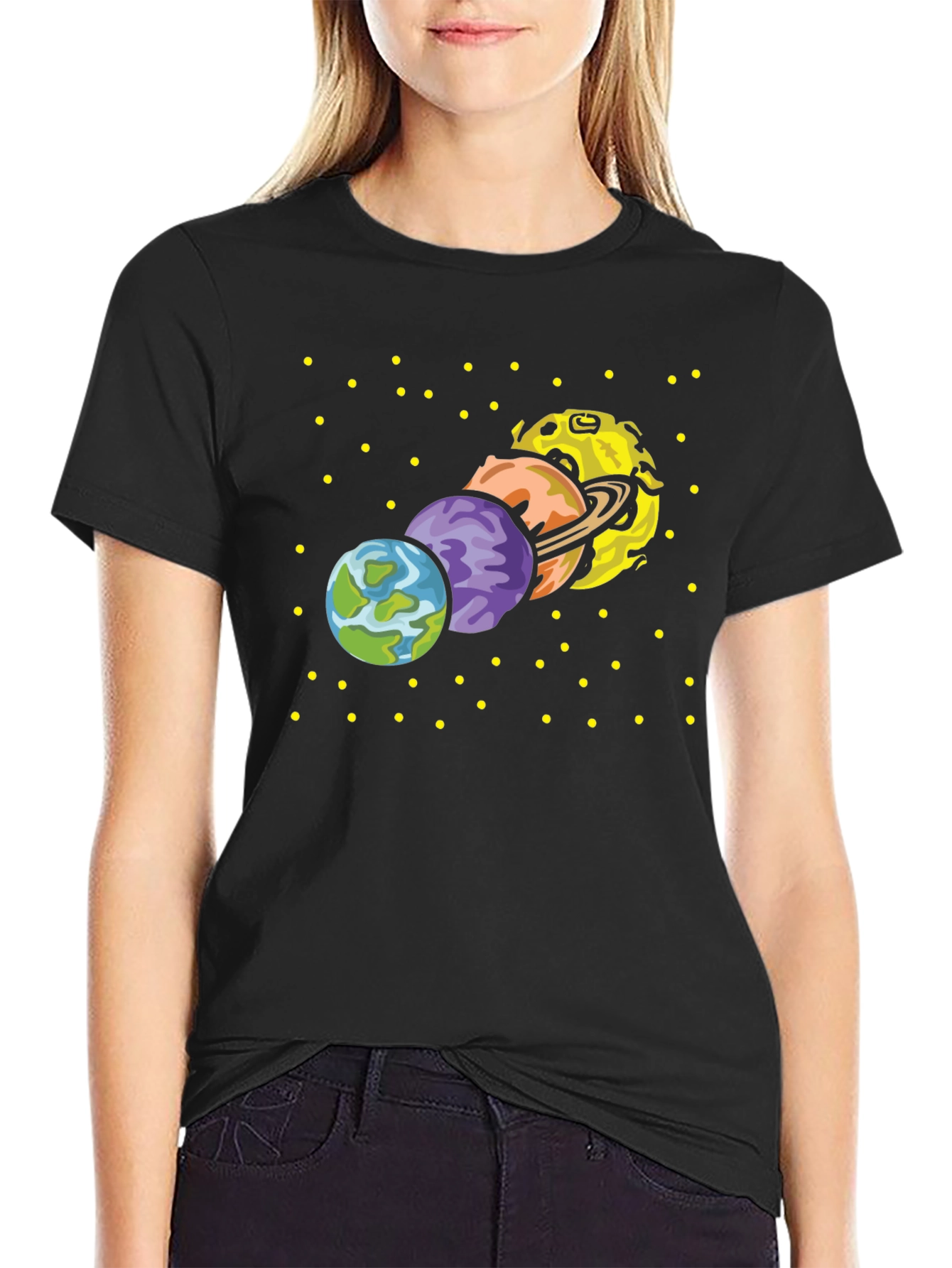 Black Planets Graphic T-Shirt - Space Design view 2