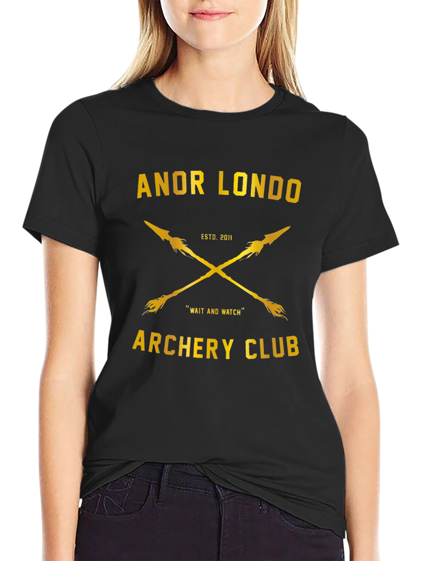 Black Anor Londo Archery Club T-Shirt - Black view 2