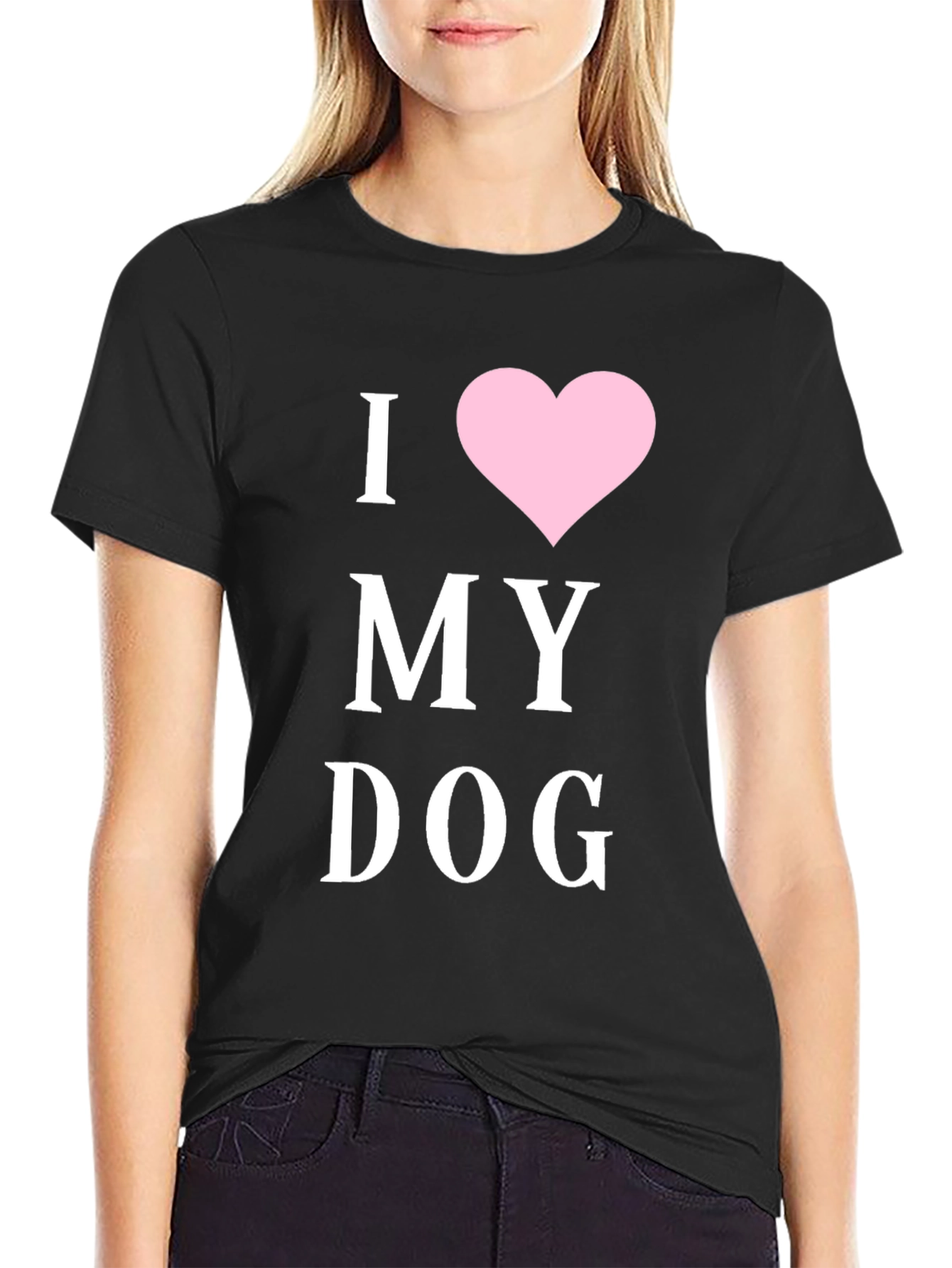 Black I Heart My Dog T-Shirt - Black Cotton Blend view 2