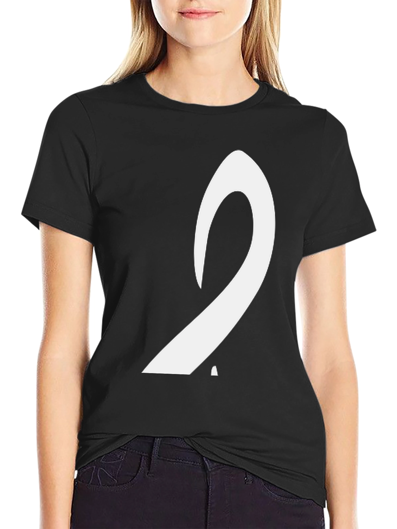Black Men's Black T-Shirt with White Arabic Letter Design view 2