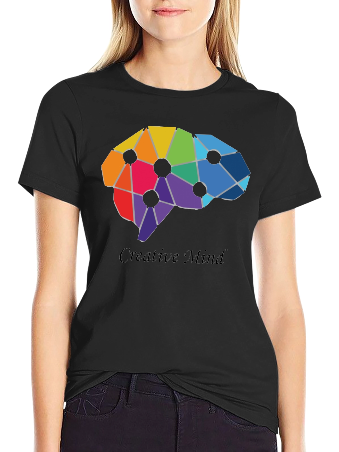 Black Creative Mind T-Shirt - Artistic Brain Design view 2