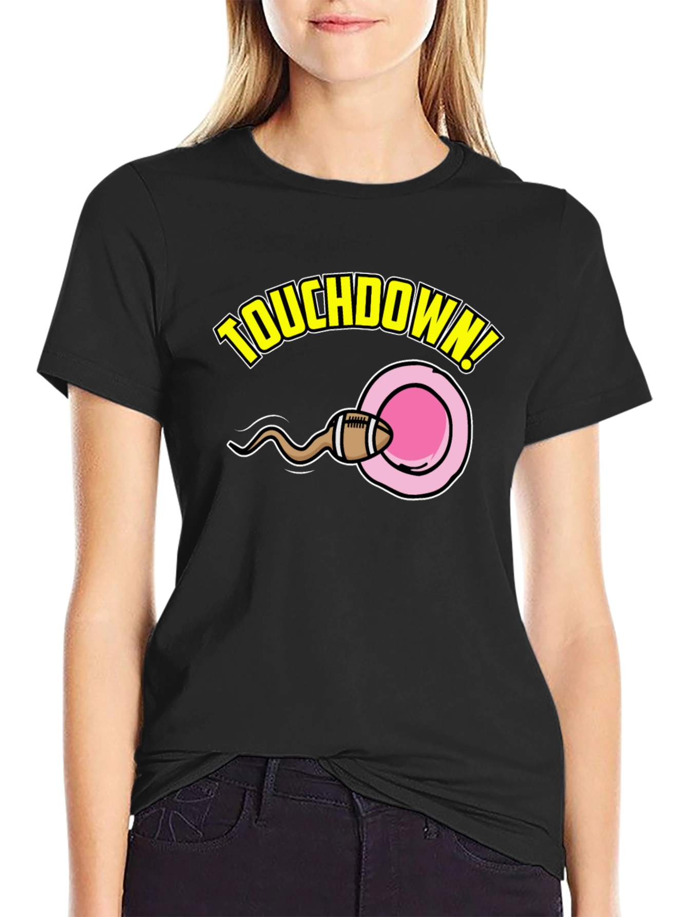 Black Touchdown Funny Graphic T-Shirt view 2