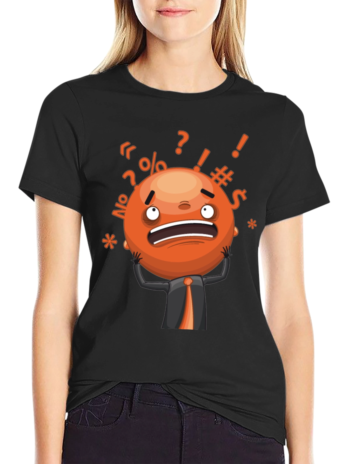 Black Stressed Out Emoji Graphic T-Shirt - Black view 2