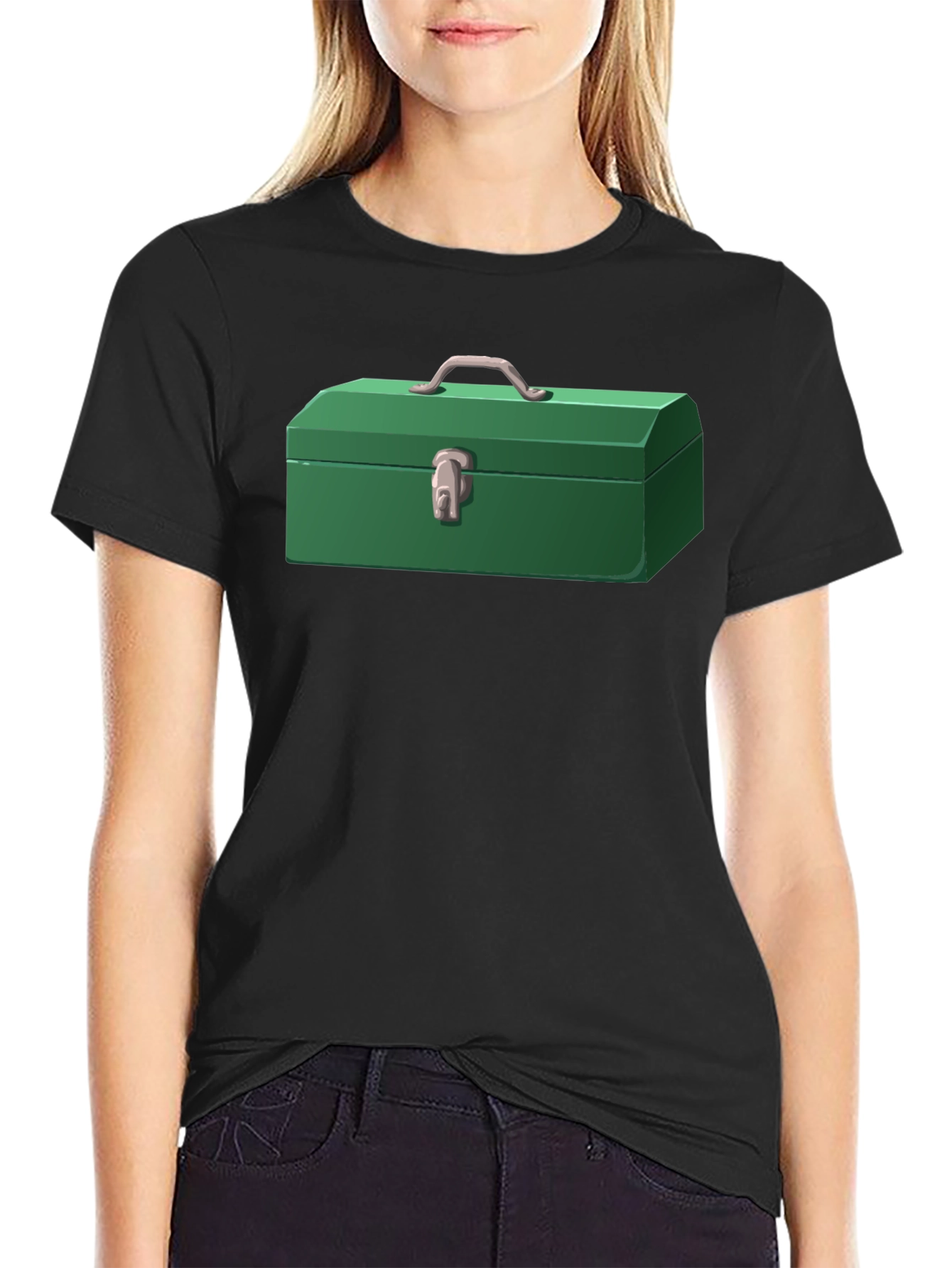 Black Toolbox T-Shirt: Cartoon Graphic Tee view 2