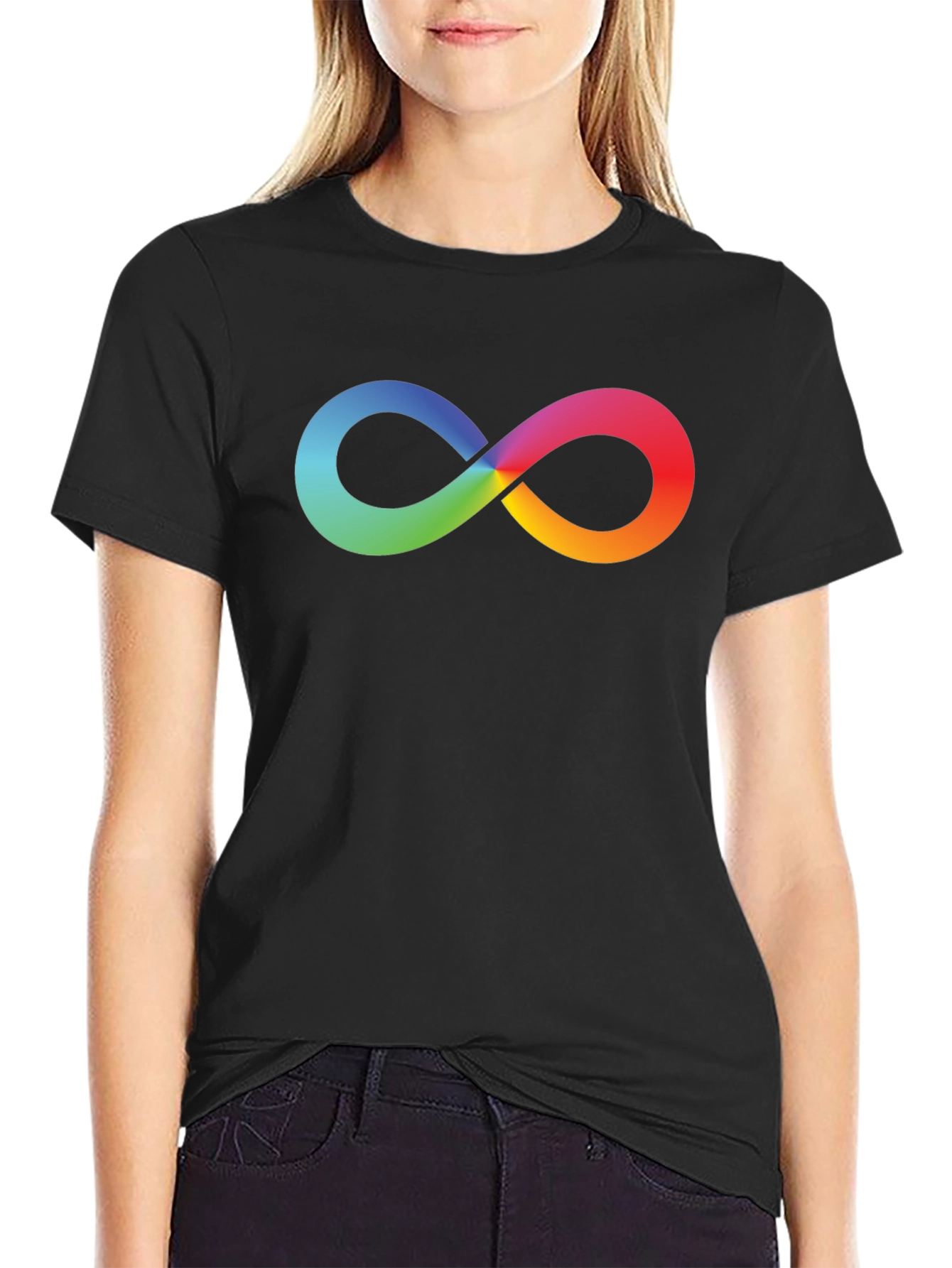 Black Rainbow Infinity Symbol Black T-Shirt view 2