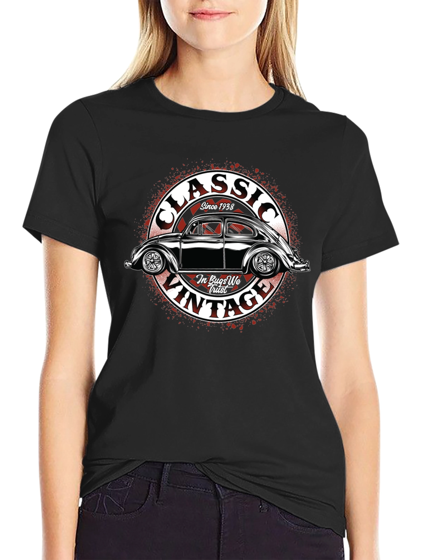 Black Classic Vintage Car T-Shirt view 2