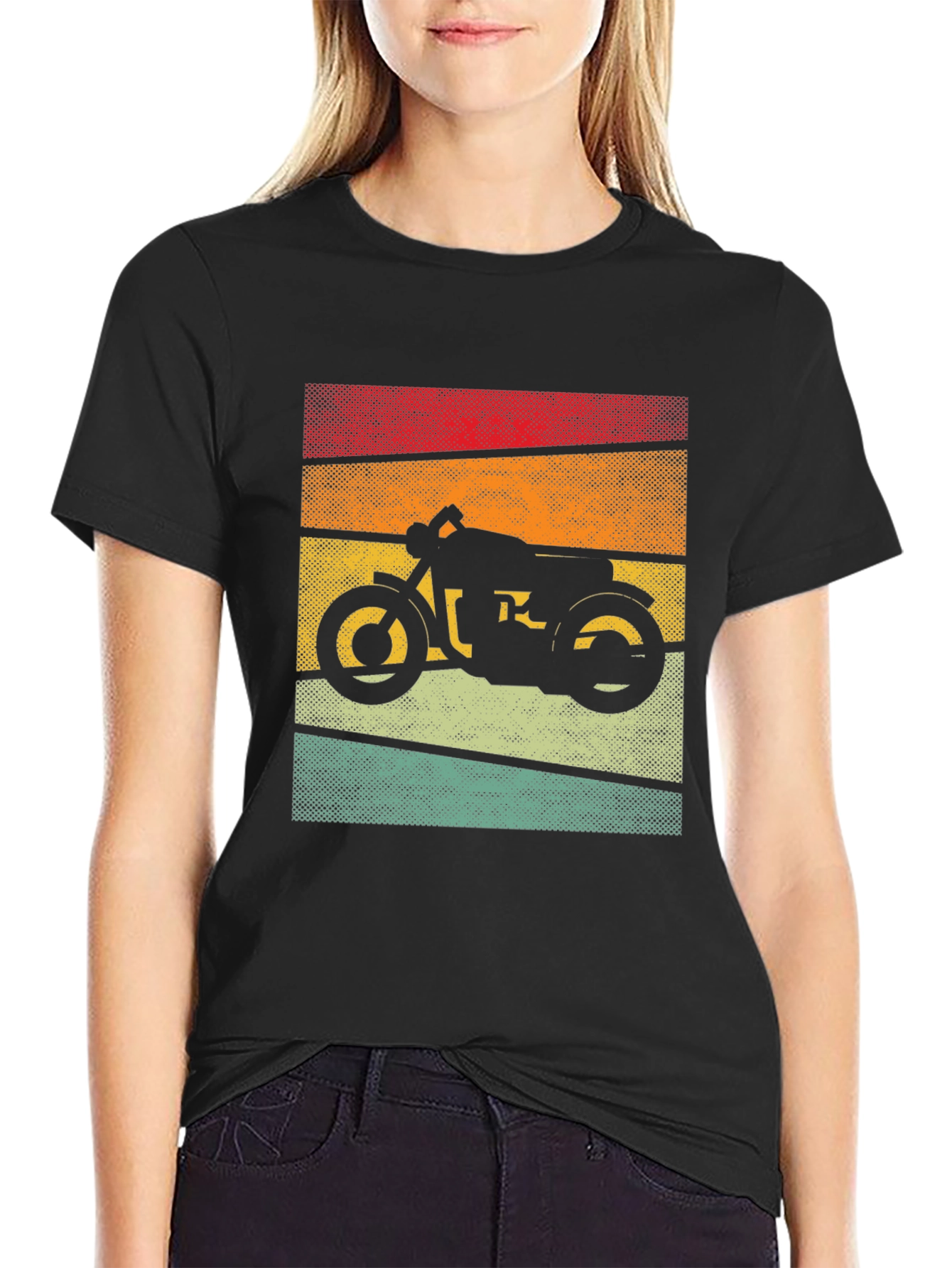 Black Retro Motorcycle Graphic T-Shirt - Vintage Style view 2