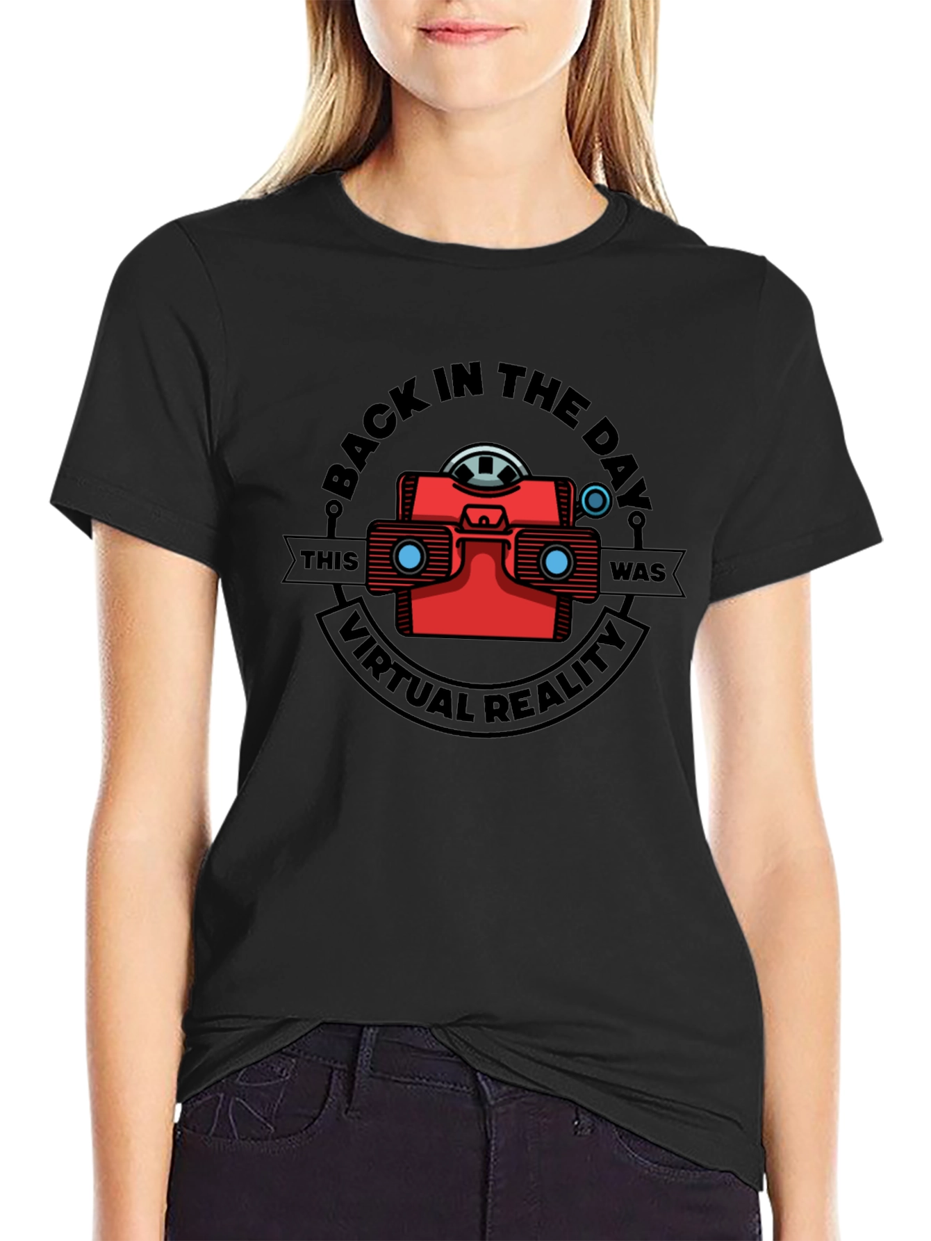 Black Retro Virtual Reality T-Shirt - Back in the Day VR view 2