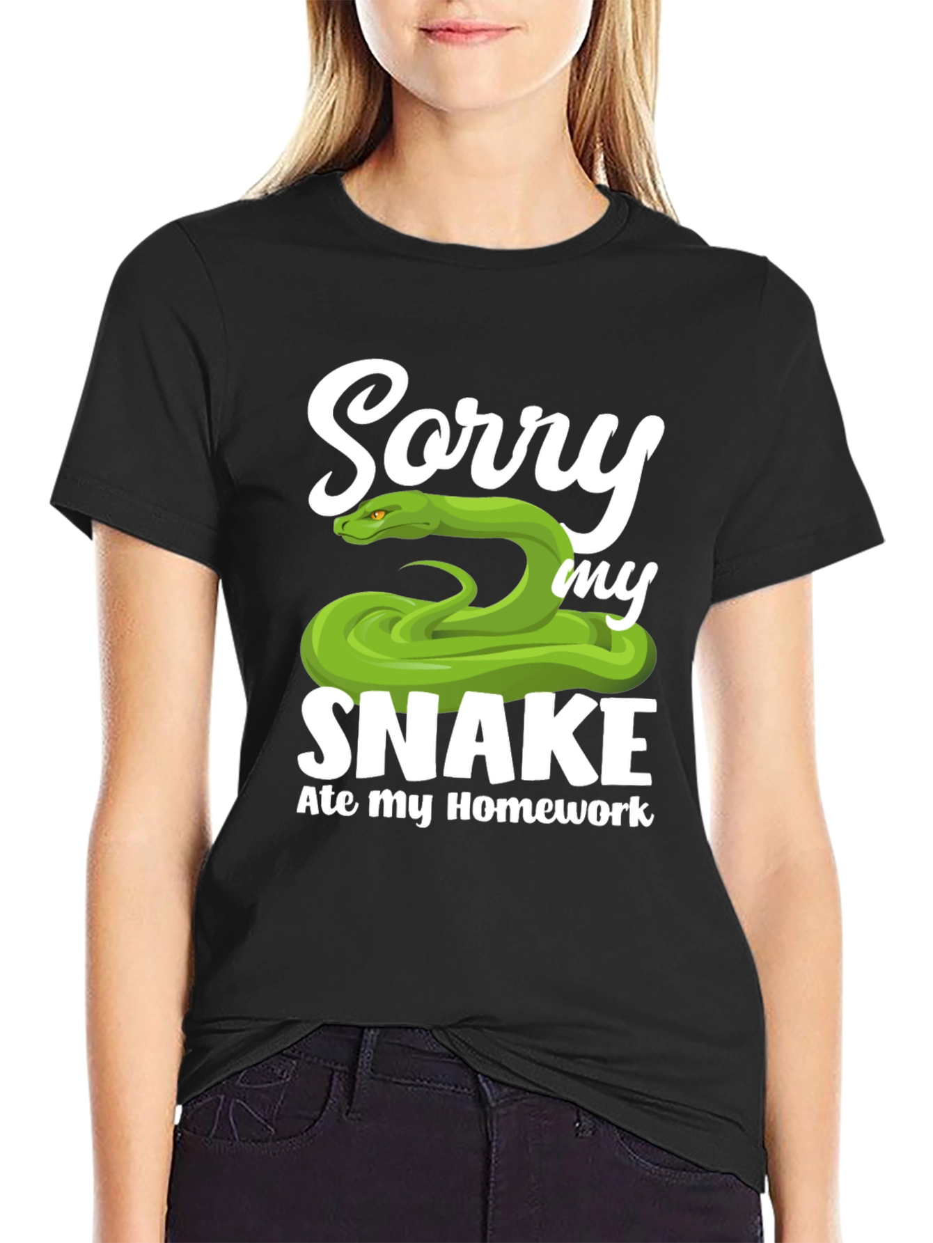 Black Sorry My Snake Ate My Homework T-Shirt view 2