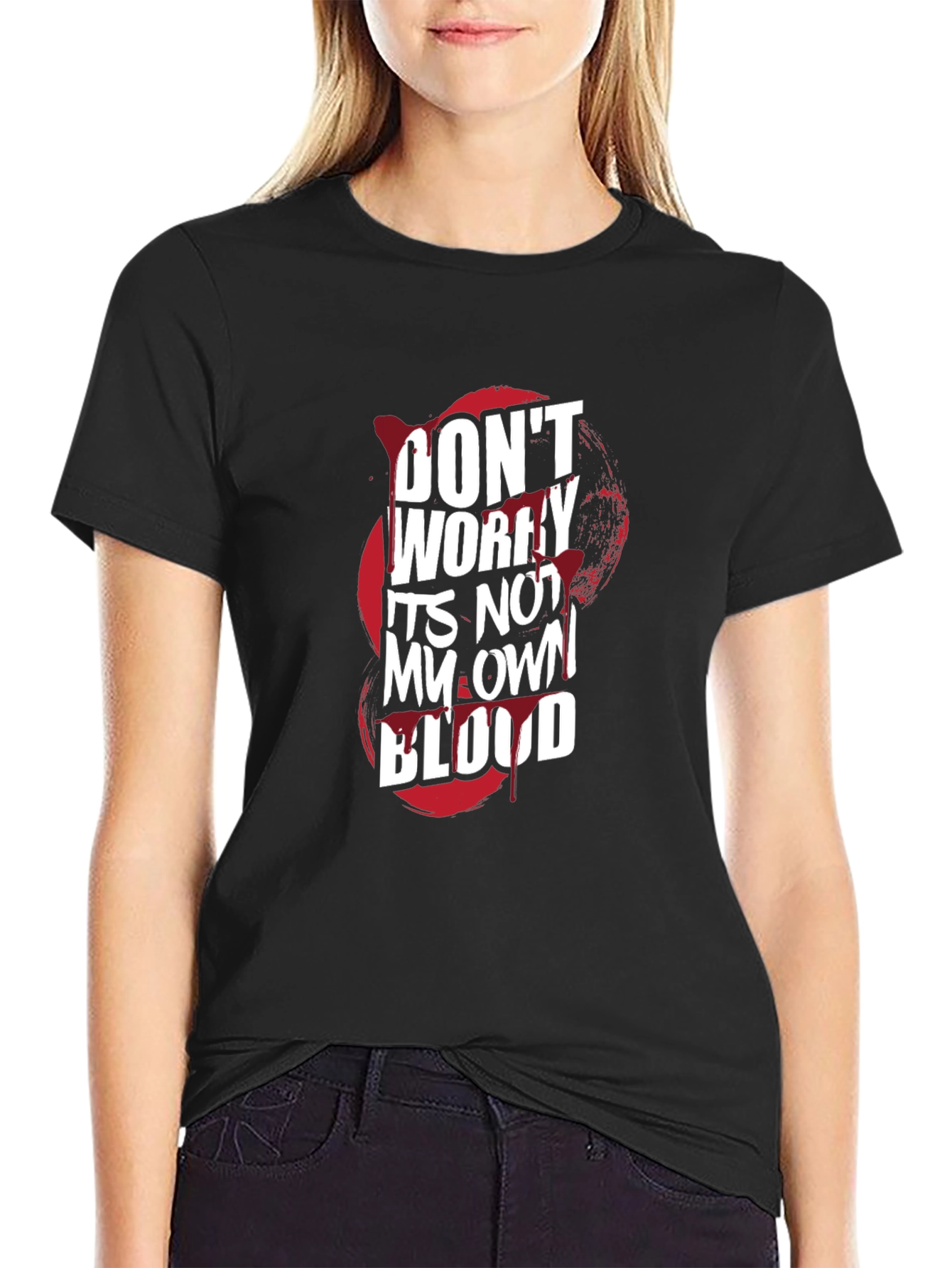 Black Don't Worry It's Not My Own Blood Graphic Tee view 2