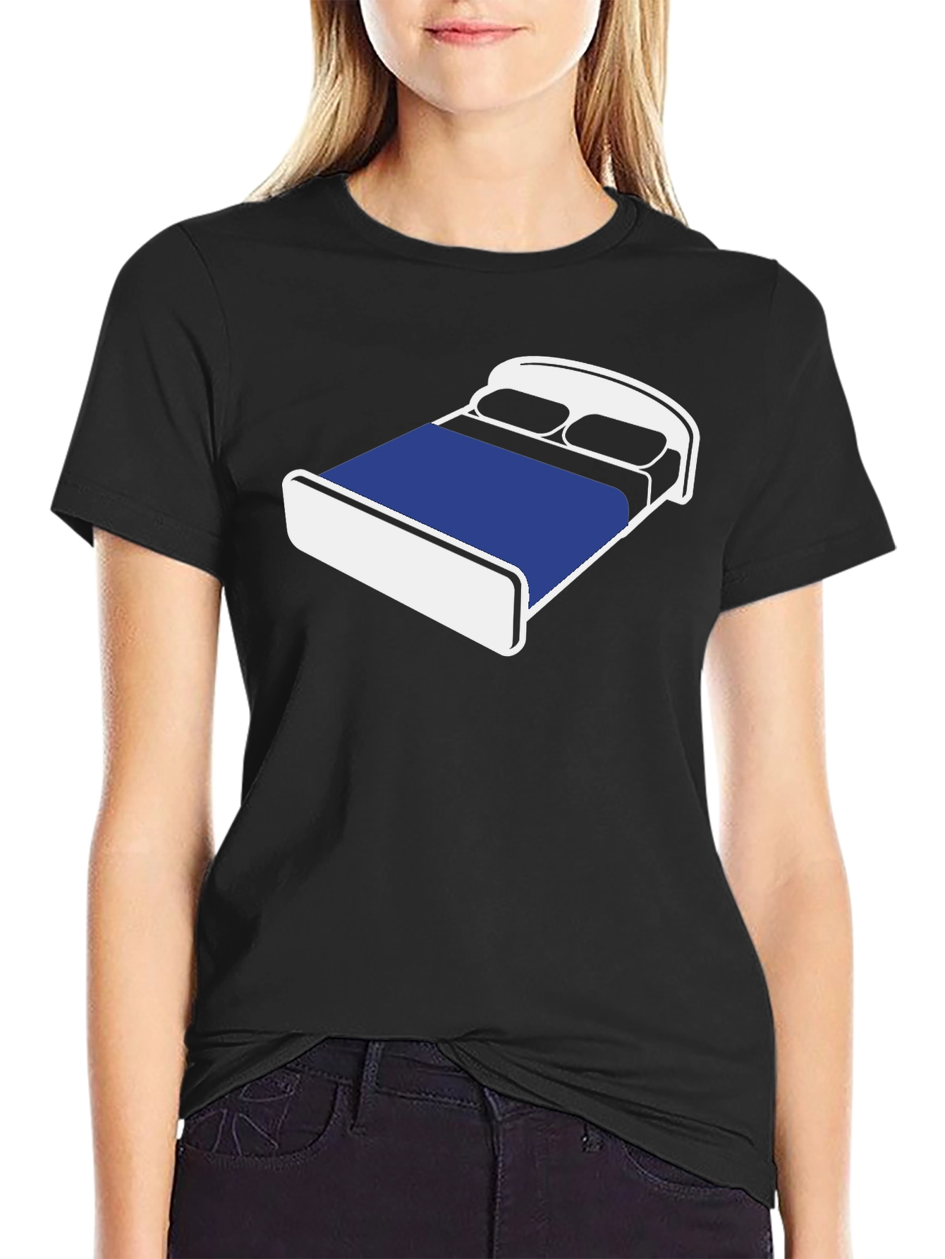 Black Novelty Bed Graphic T-Shirt - Comfortable Black Tee view 2