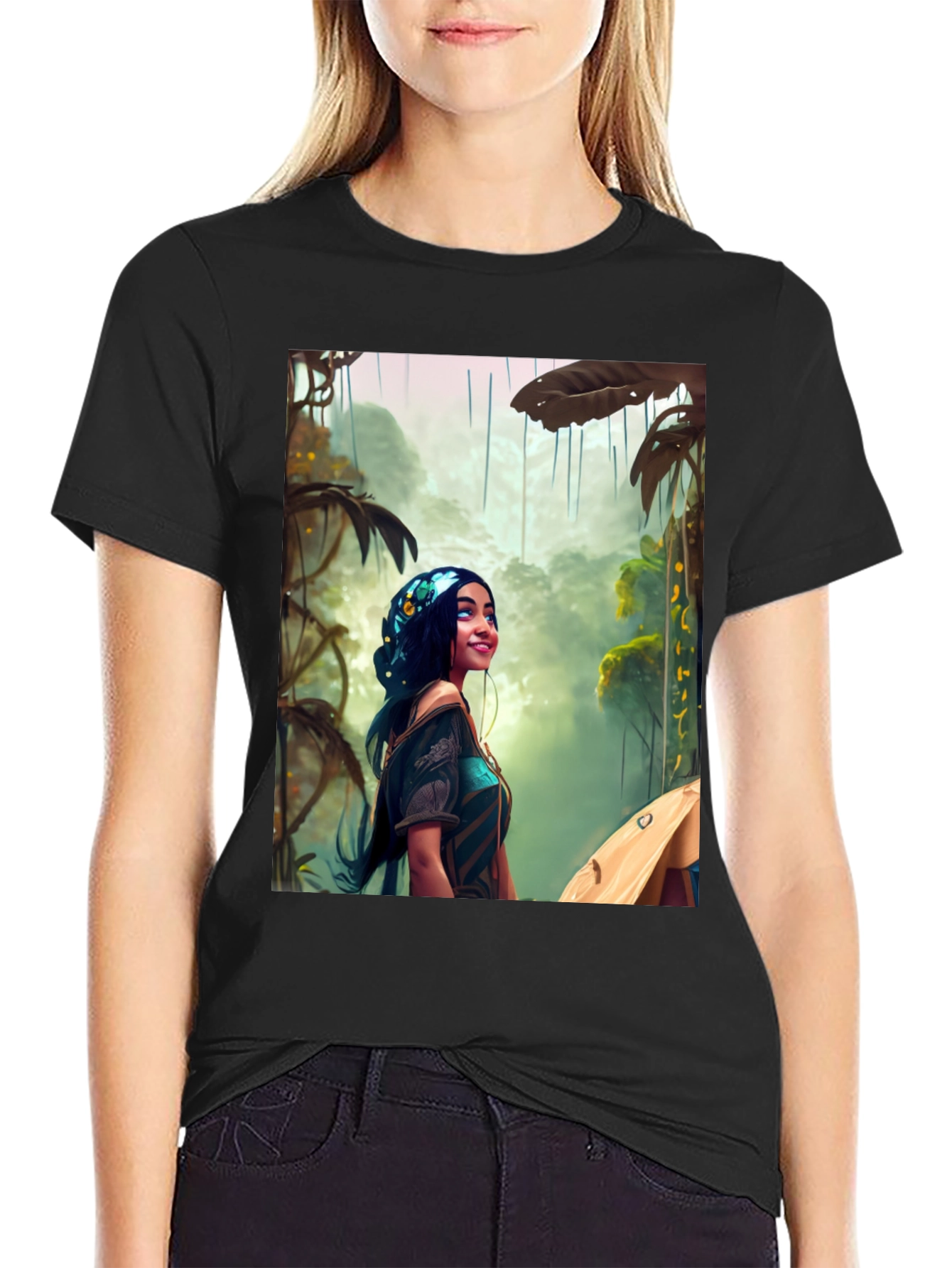 Black Jungle Girl Graphic Tee view 2