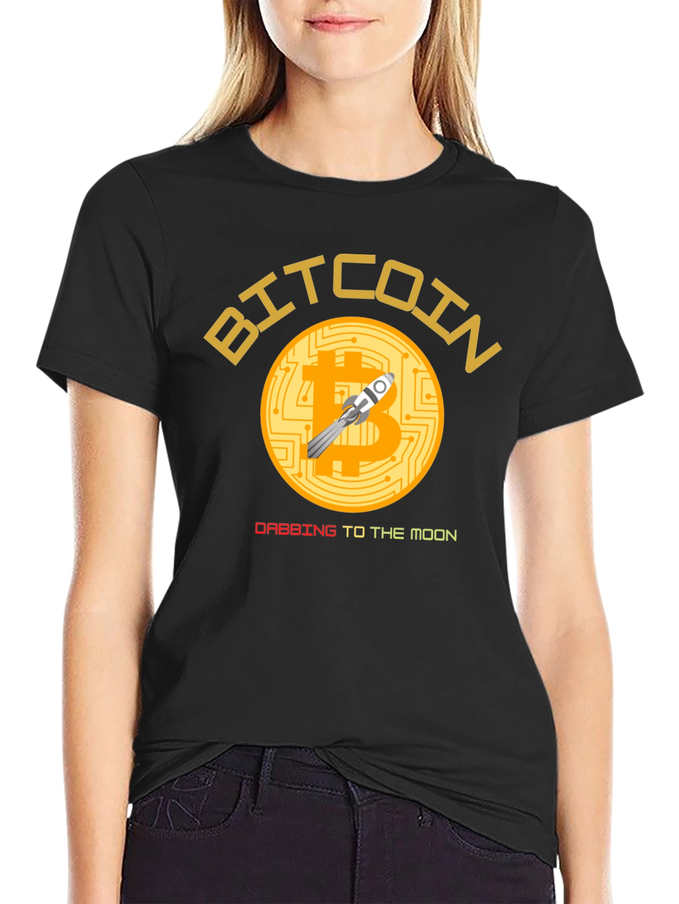 Black Bitcoin To The Moon Black T-Shirt view 2