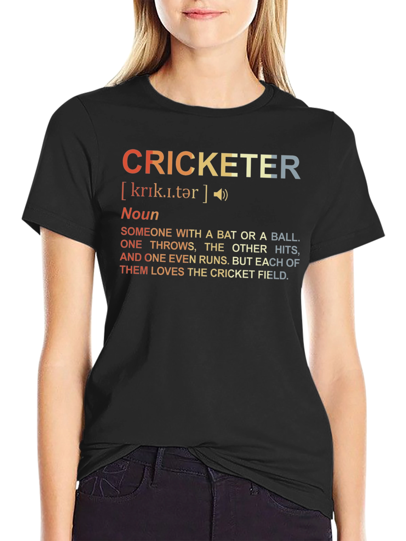 Black Cricketer Definition T-Shirt view 2