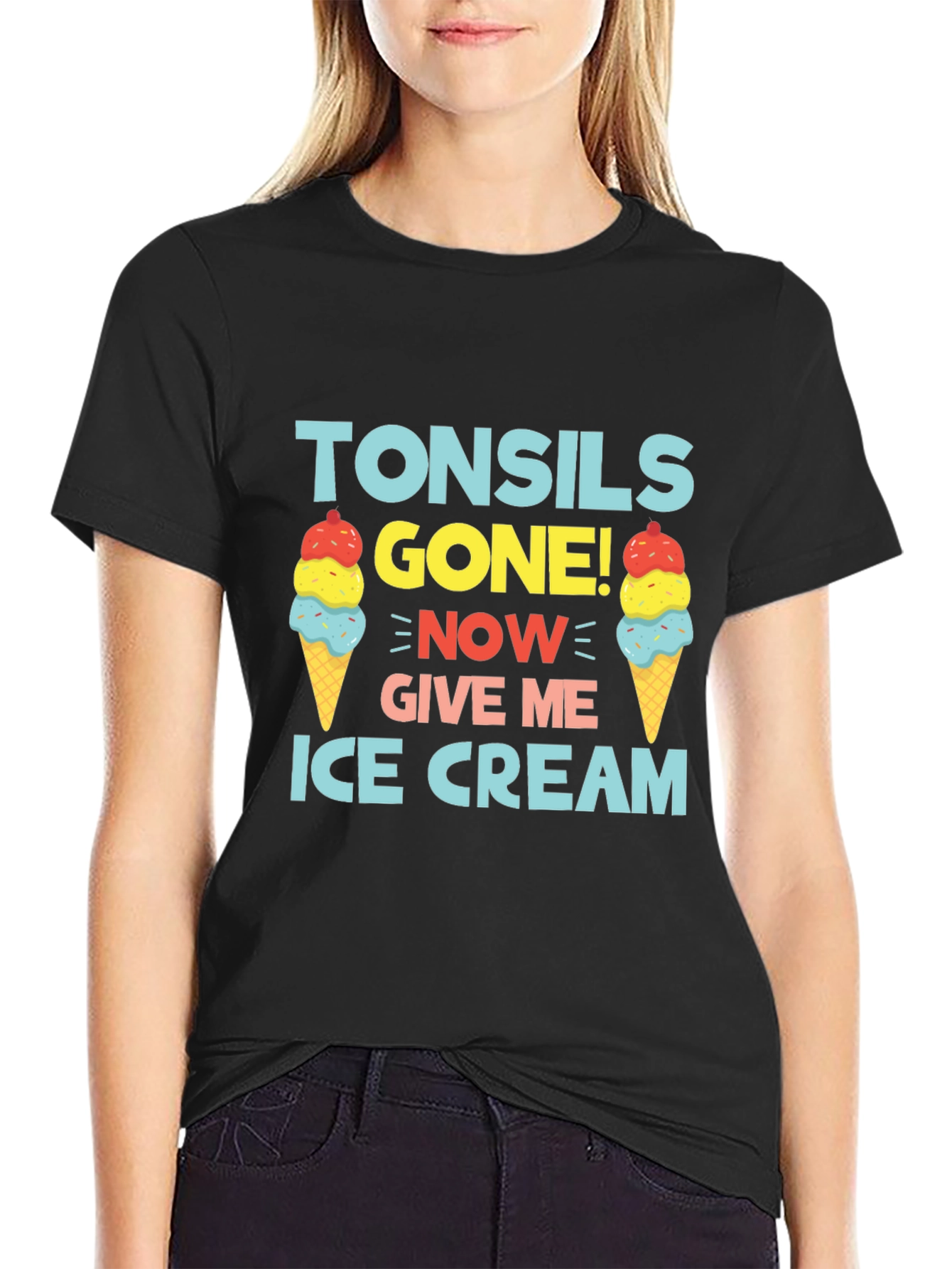 Black Tonsils Gone! Ice Cream T-Shirt Funny Get Well Soon view 2