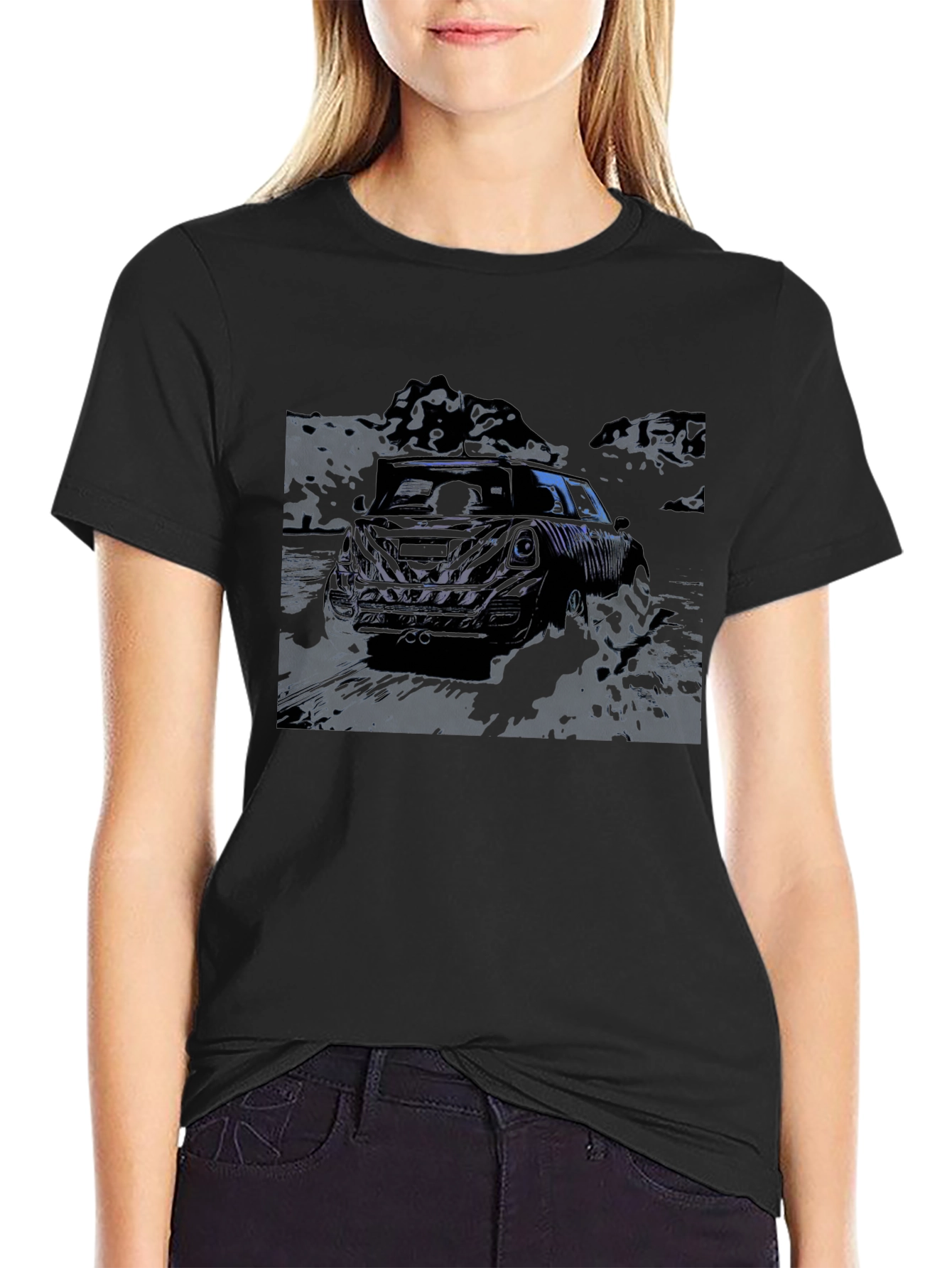 Black Cool Black Car Graphic Tee view 2