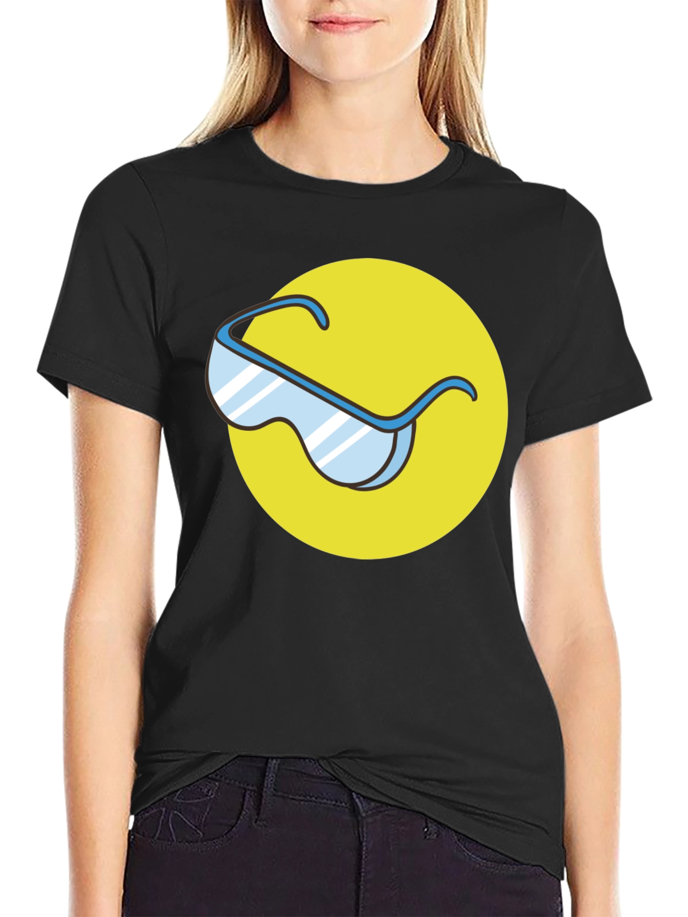 Black Cool Shades Graphic Tee - Black Cotton Blend view 2