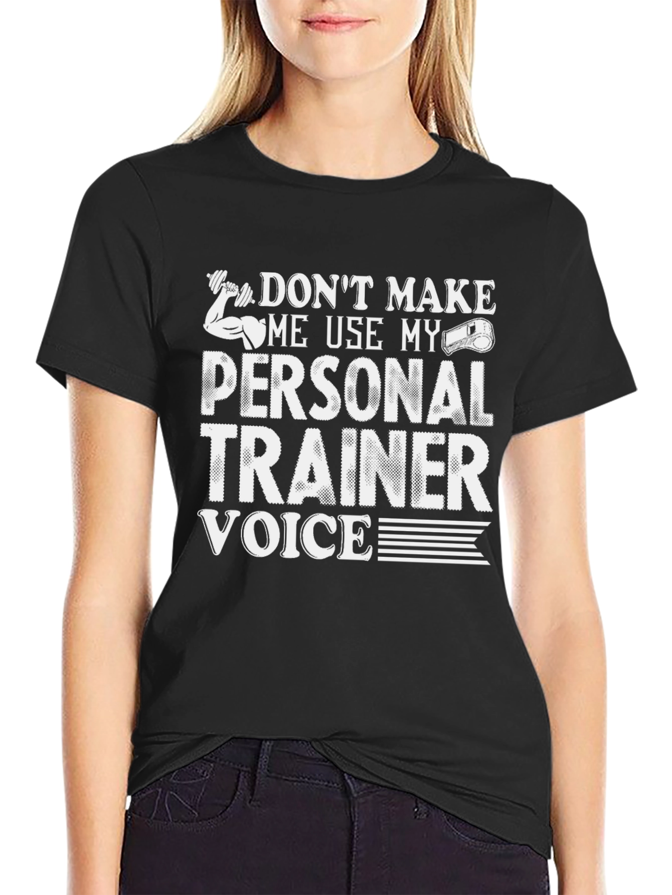 Black Personal Trainer Voice Graphic Tee - Funny Workout Shirt view 2