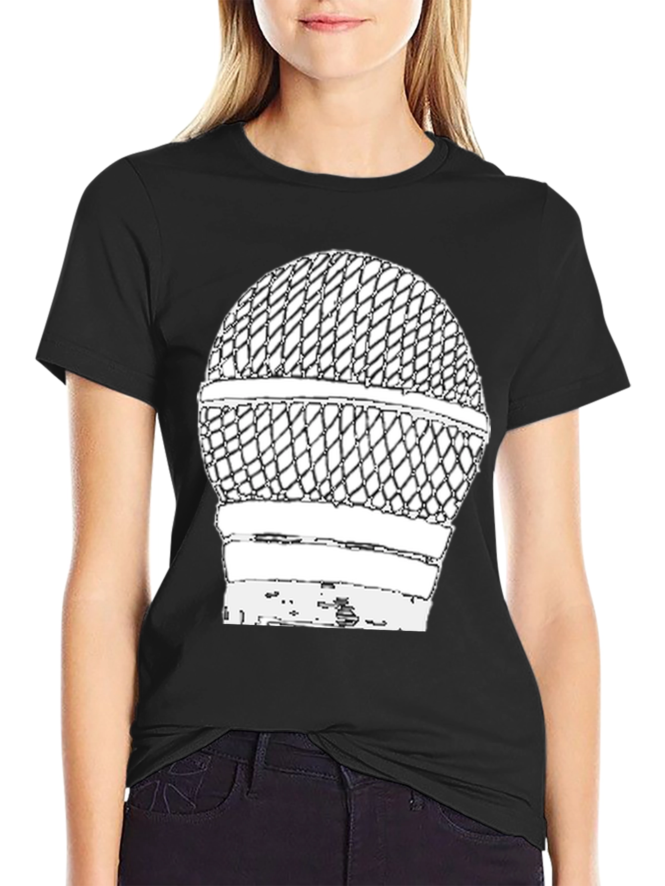 Black Retro Microphone Graphic Tee view 2