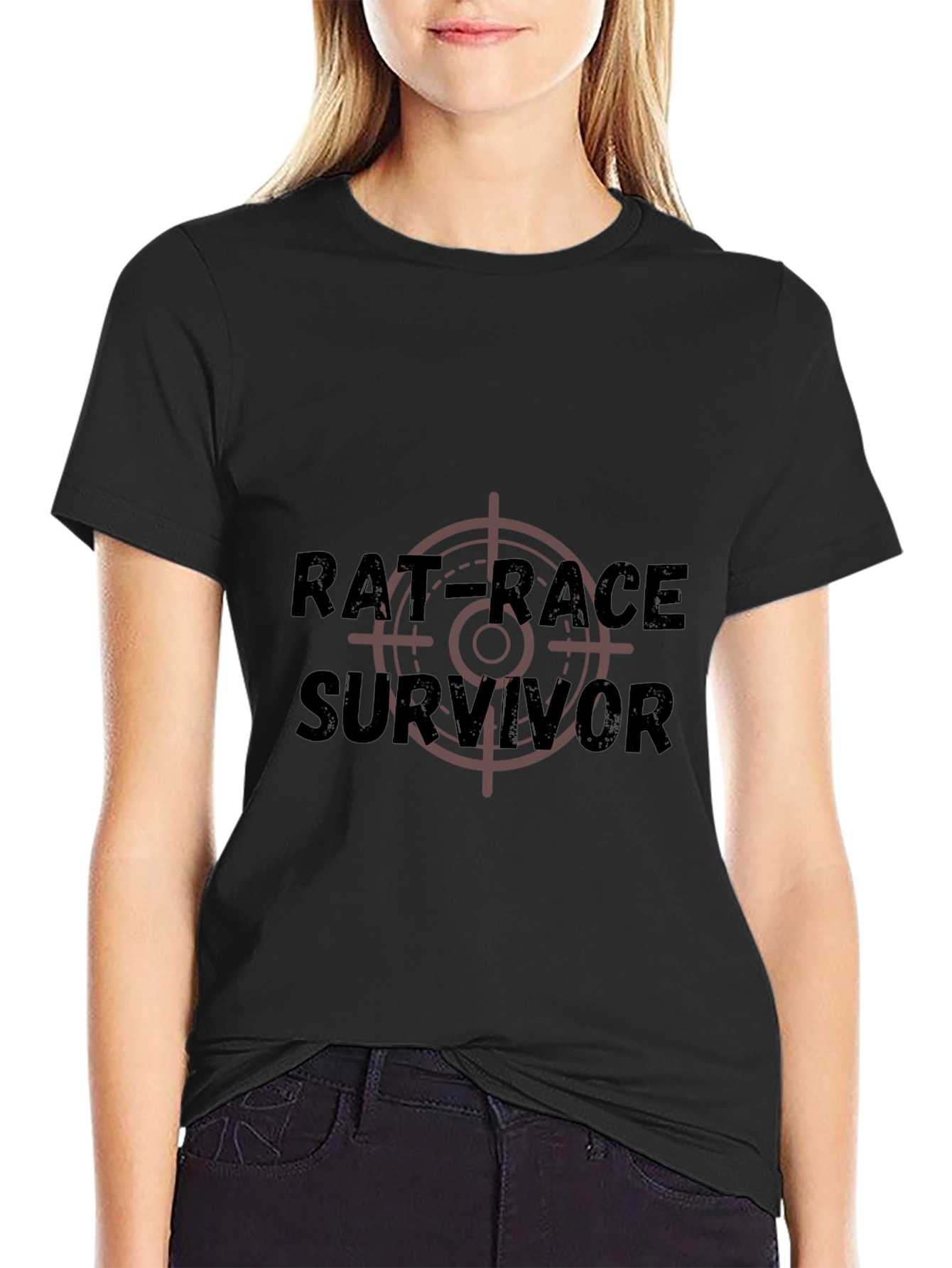 Black Rat Race Survivor Graphic T-Shirt - Black Crew Neck Tee view 2
