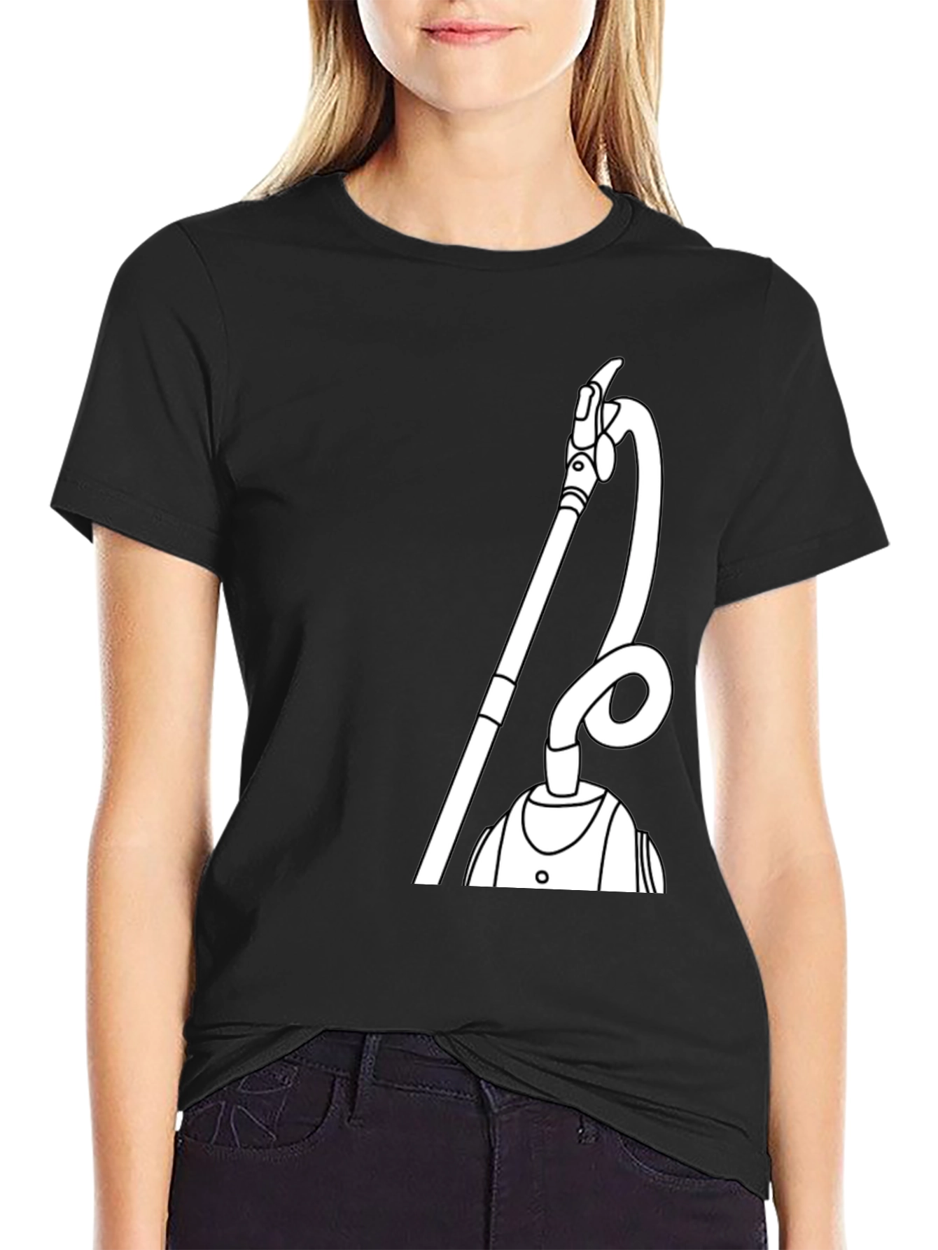 Black Funny Vacuum T-Shirt - Unique Graphic Tee view 2