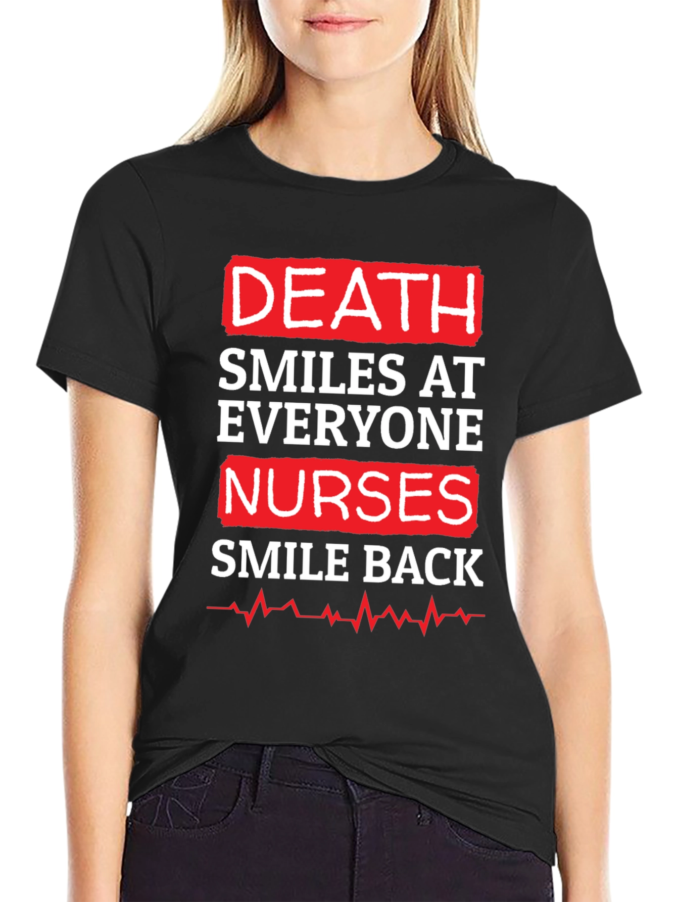Black Death Smiles At Everyone Nurse Graphic T-Shirt view 2