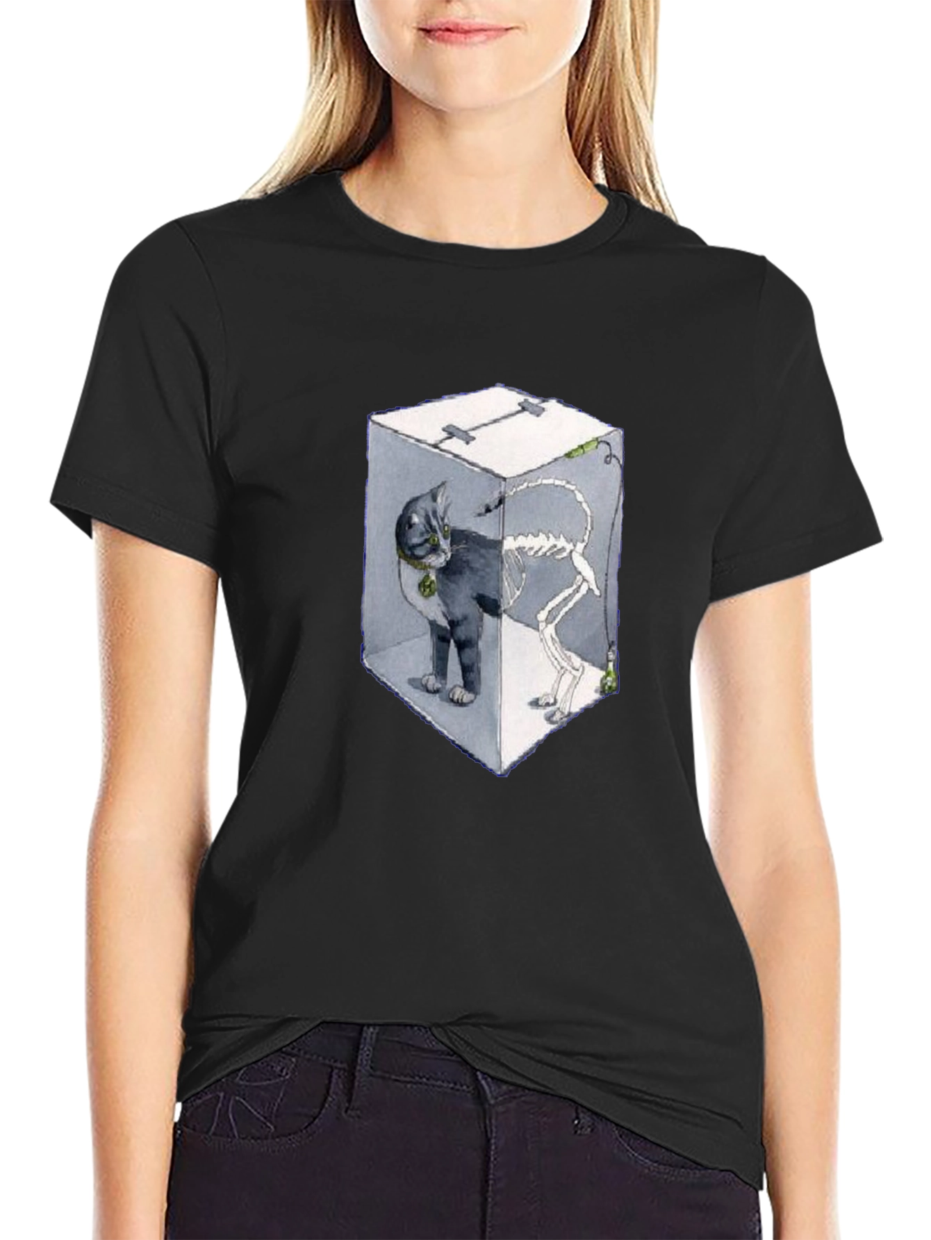 Black Schrödinger's Cat T-Shirt view 2