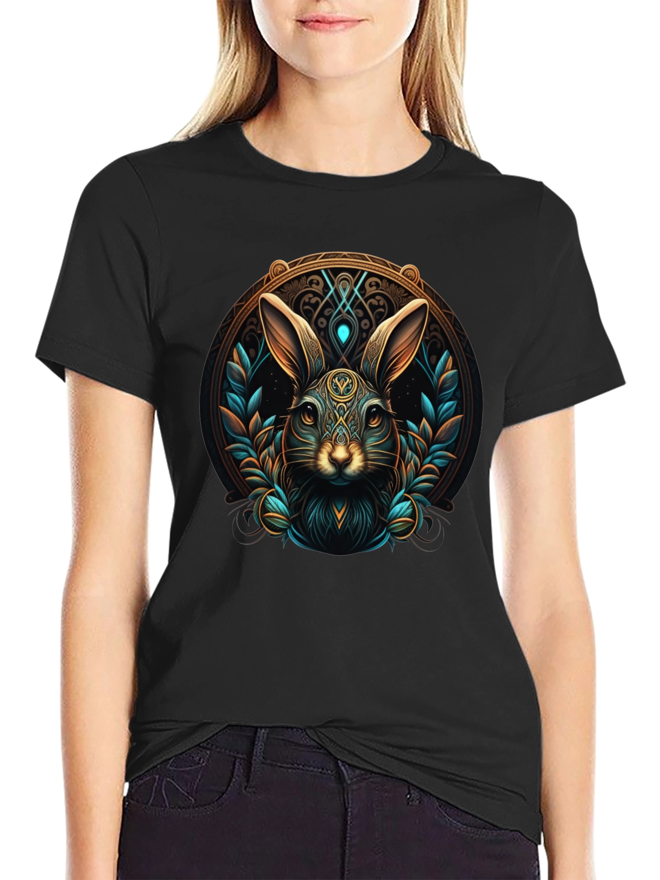 Black Mystic Rabbit Graphic Tee - Black view 2