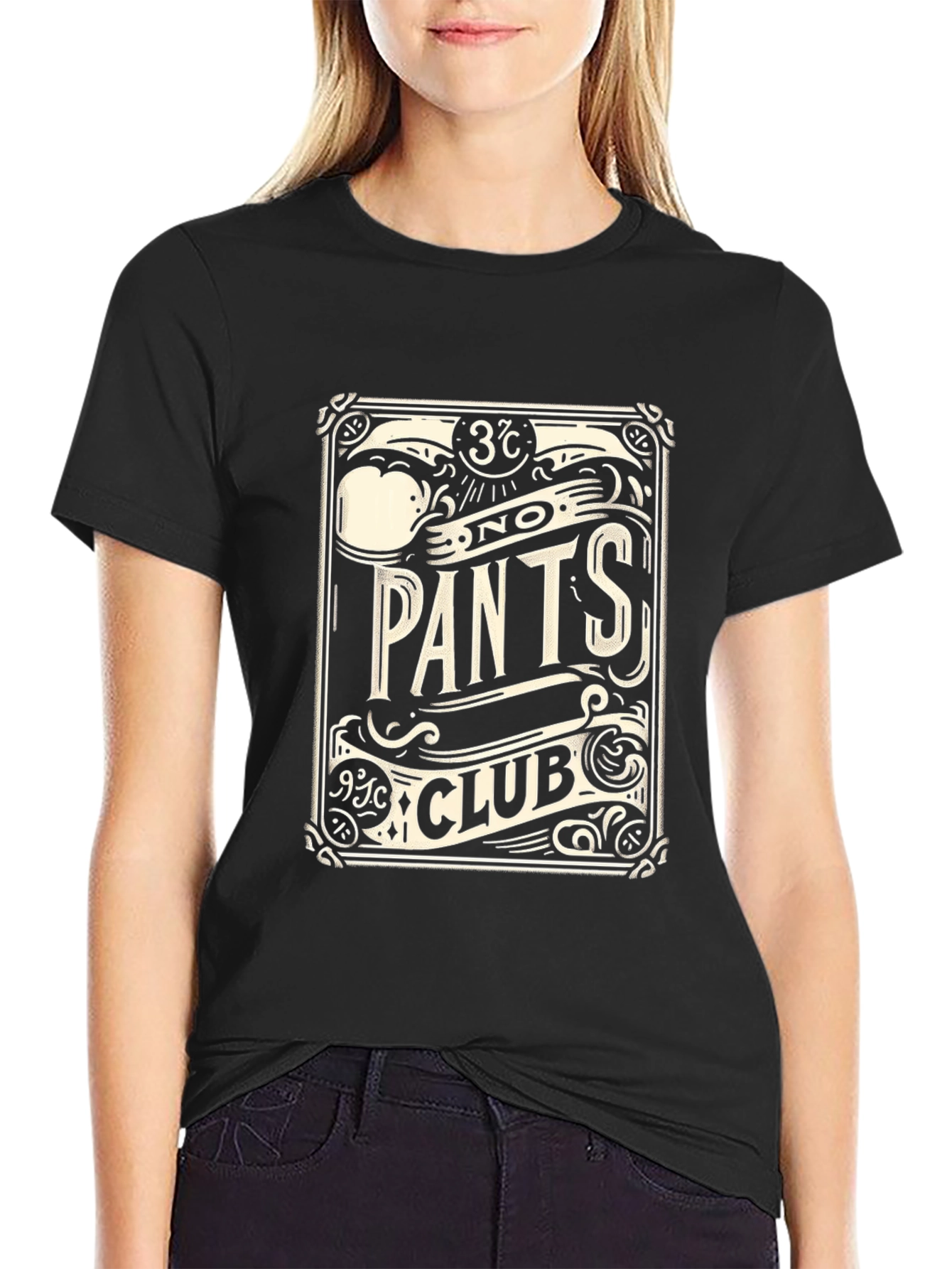 Black No Pants Club Black T-Shirt - Novelty Design view 2