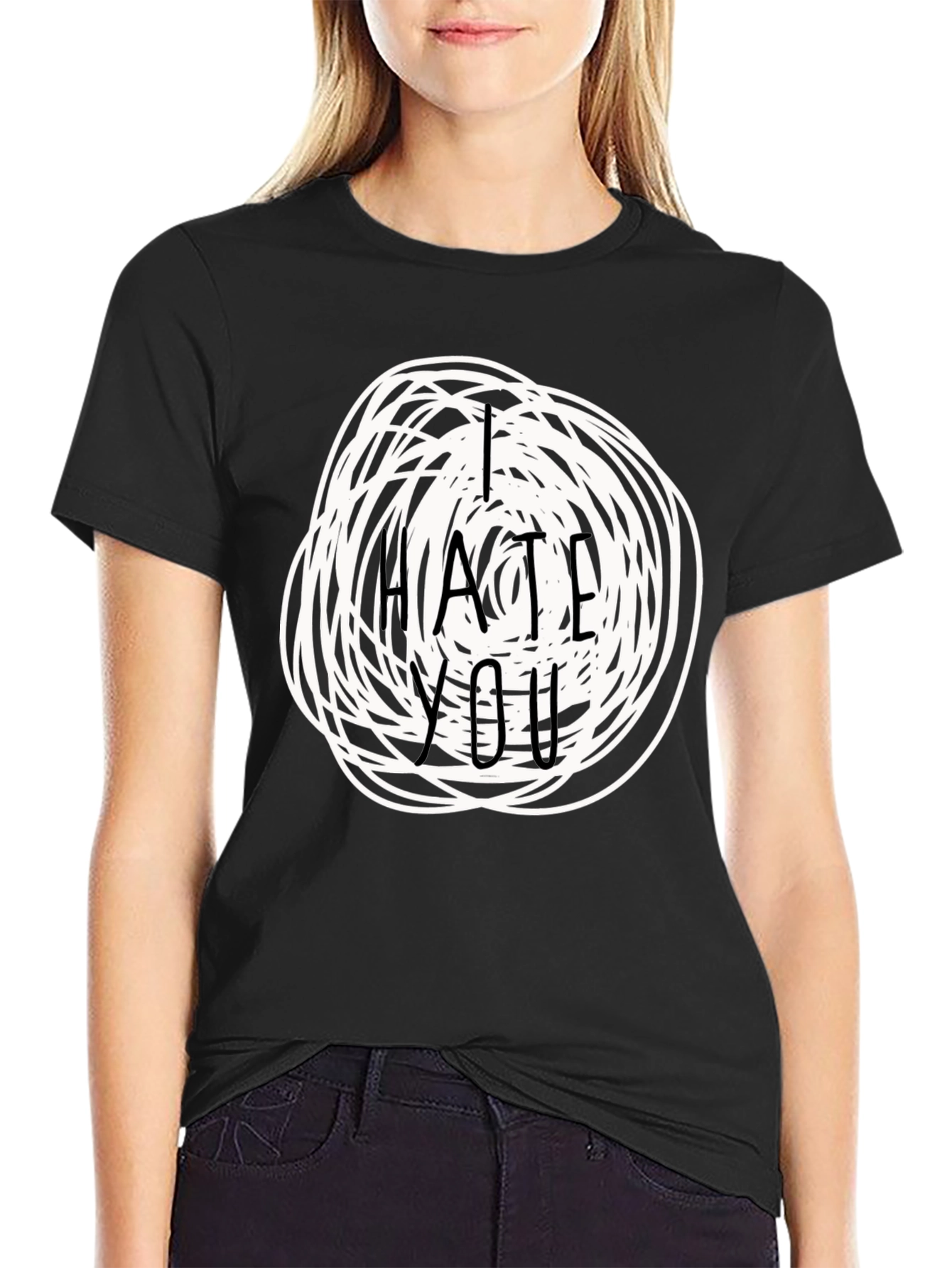 Black I Hate You Graphic Tee - Funny Sarcastic T-Shirt view 2