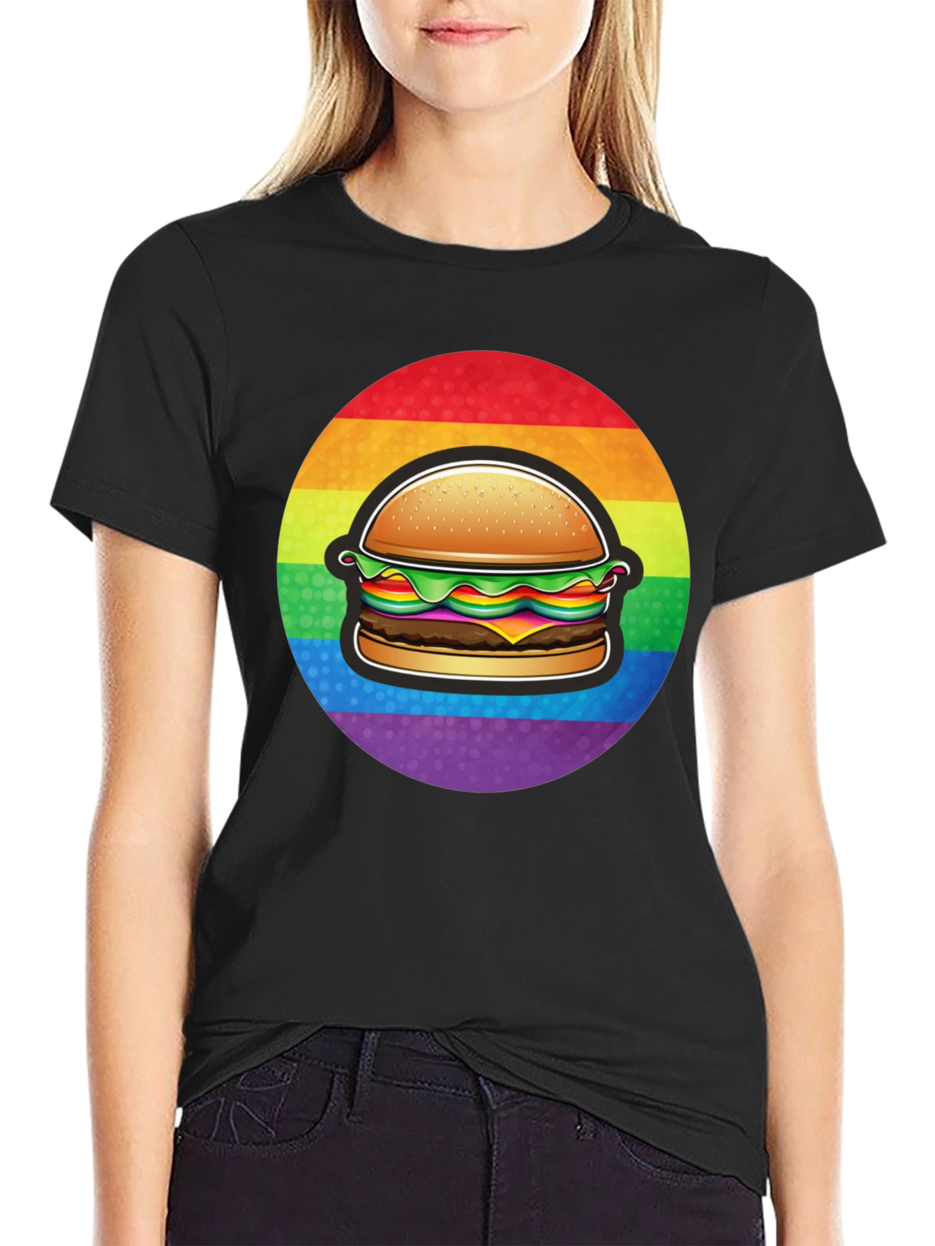 Black Rainbow Burger Graphic Tee - Pride Apparel view 2