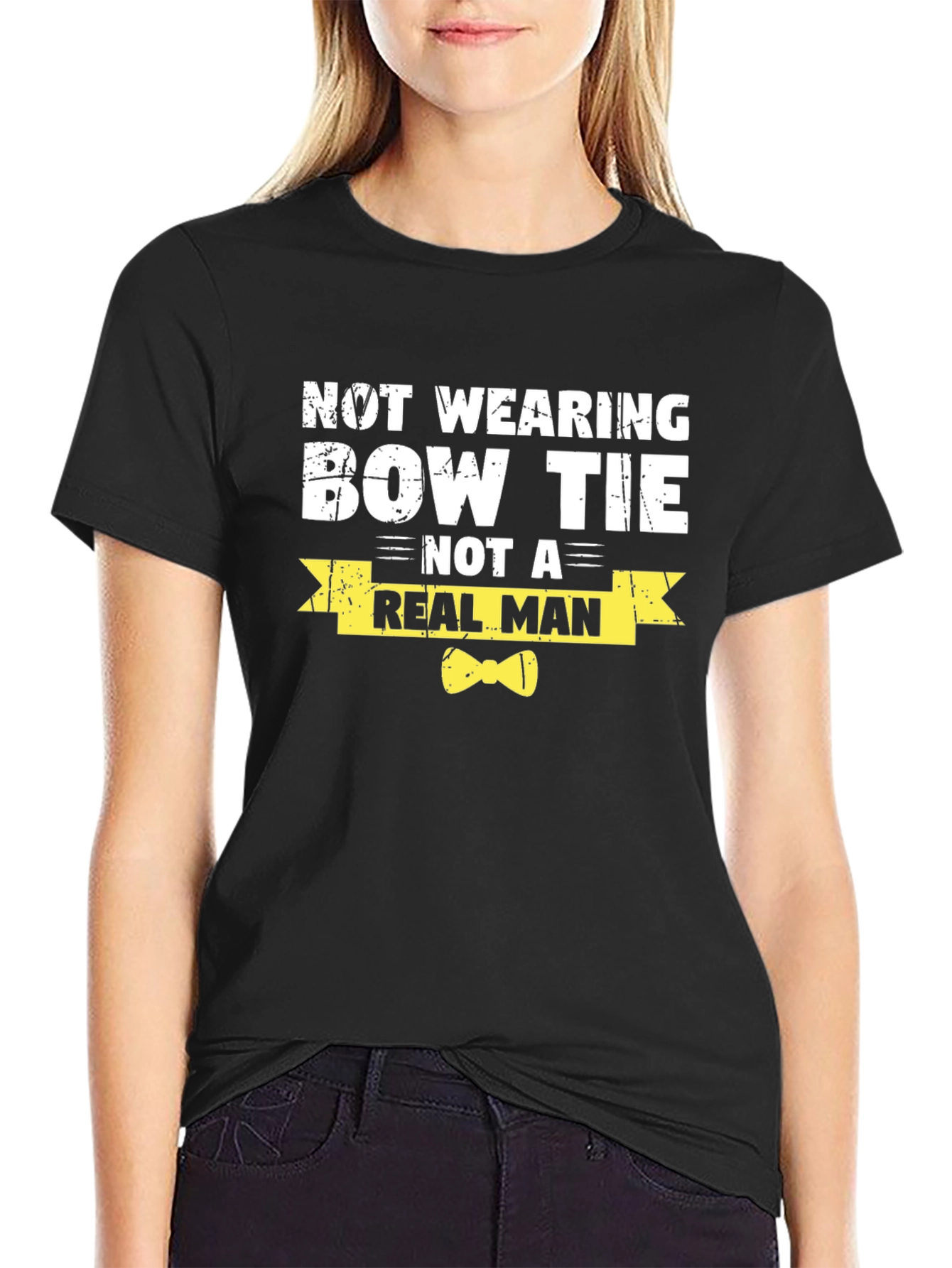 Black Bow Tie T-Shirt - Real Man Graphic Tee view 2