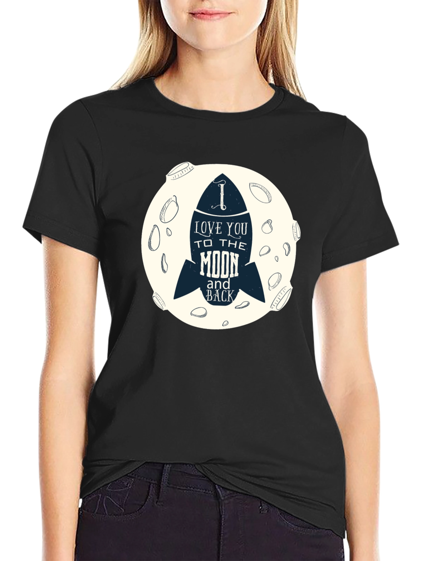Black I Love You to the Moon & Back Graphic T-Shirt view 2