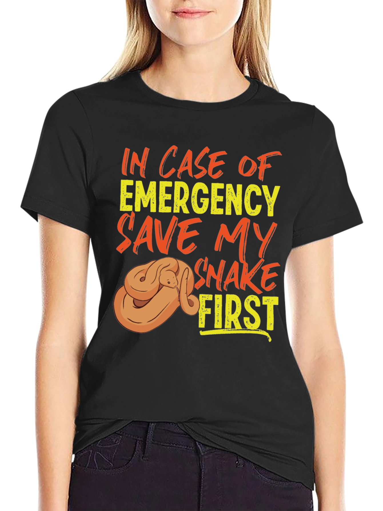 Black Save My Snake First T-Shirt, Emergency Pet Reptile Tee view 2