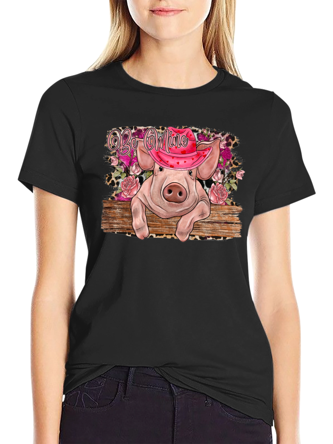 Black Valentine's Pig Graphic Tee view 2