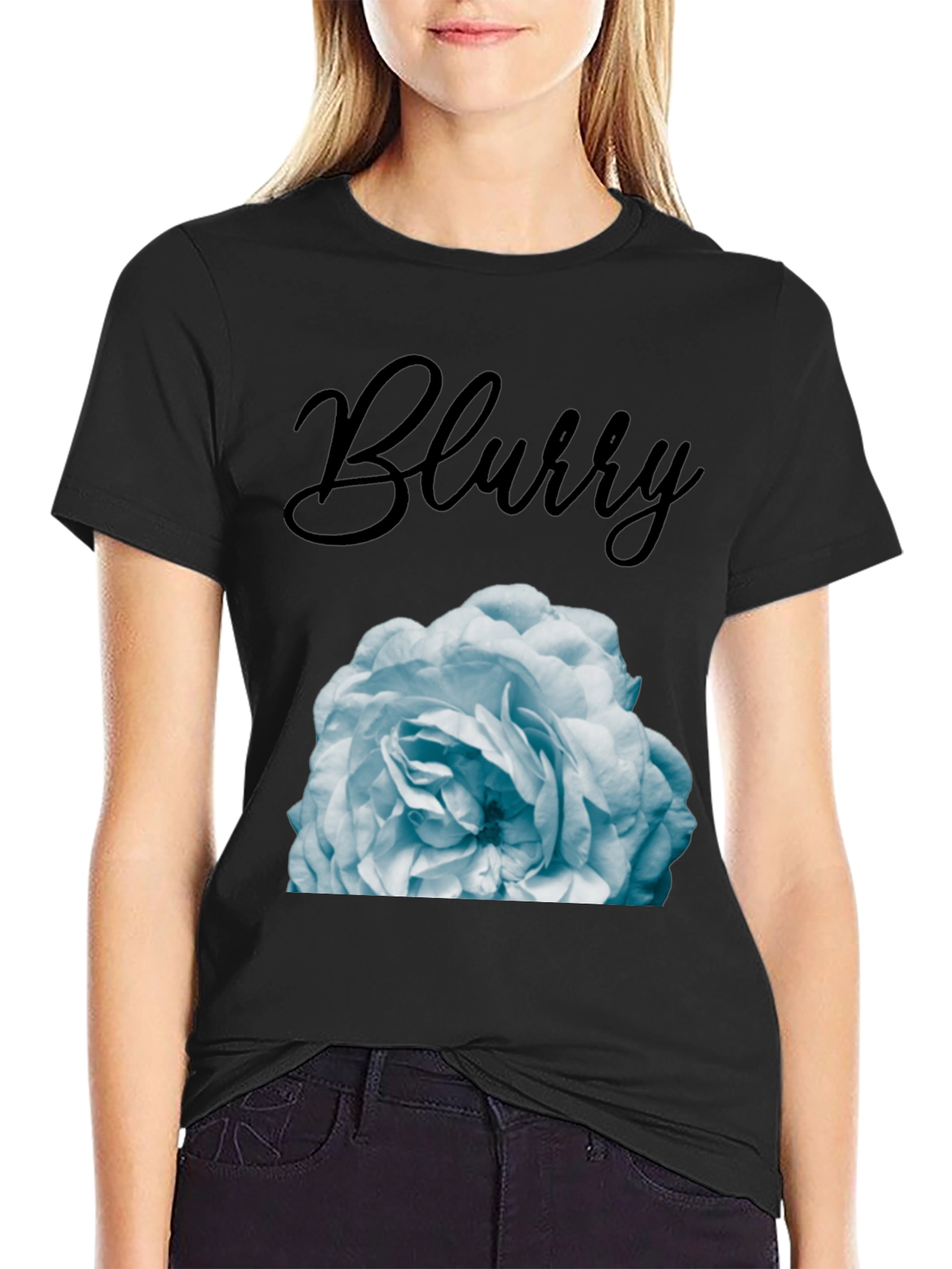 Black Blurry Rose Graphic T-Shirt - Stylish Men's Tee view 2