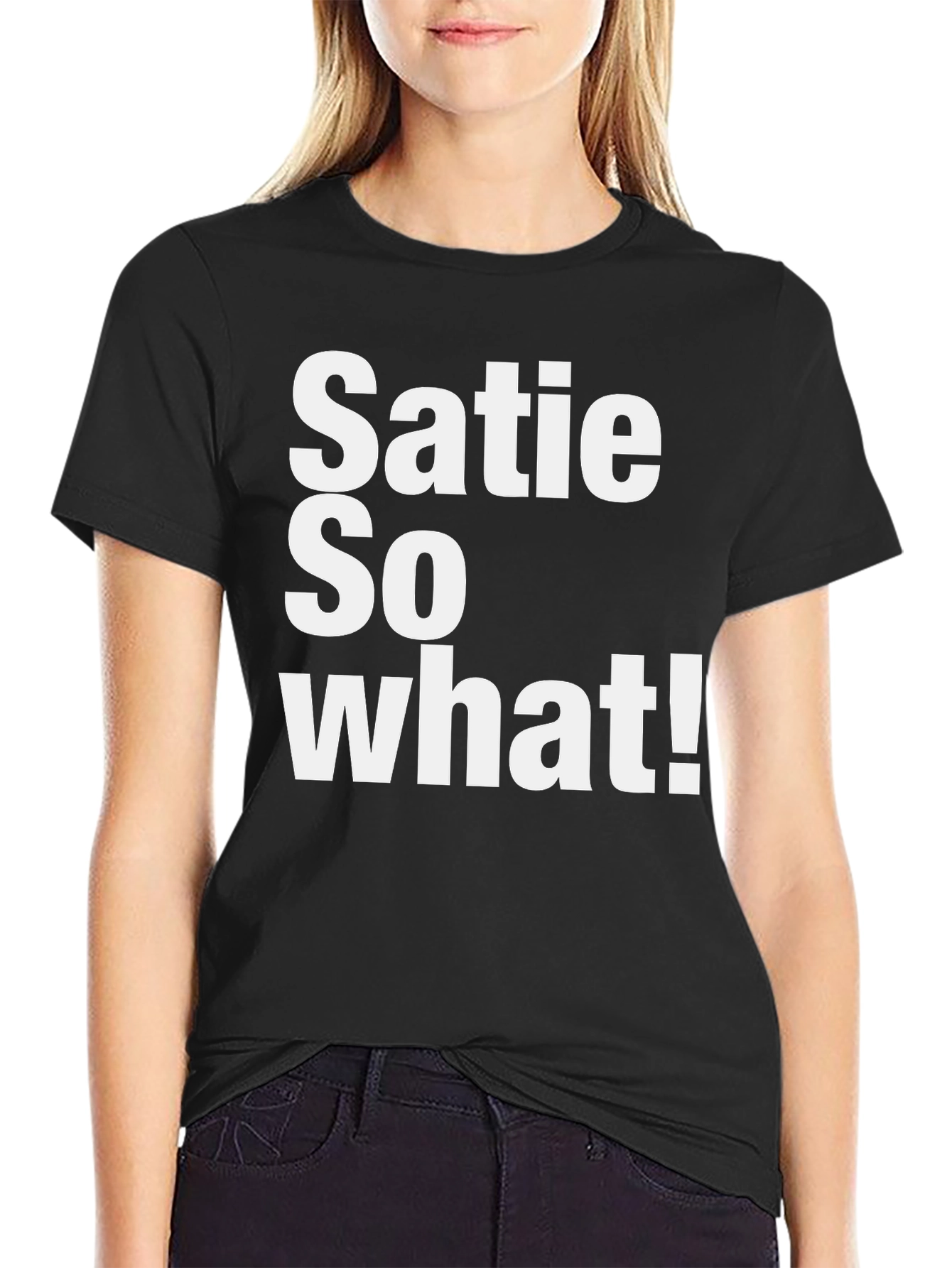 Black Satie So What! Graphic T-Shirt - Black Cotton Tee view 2