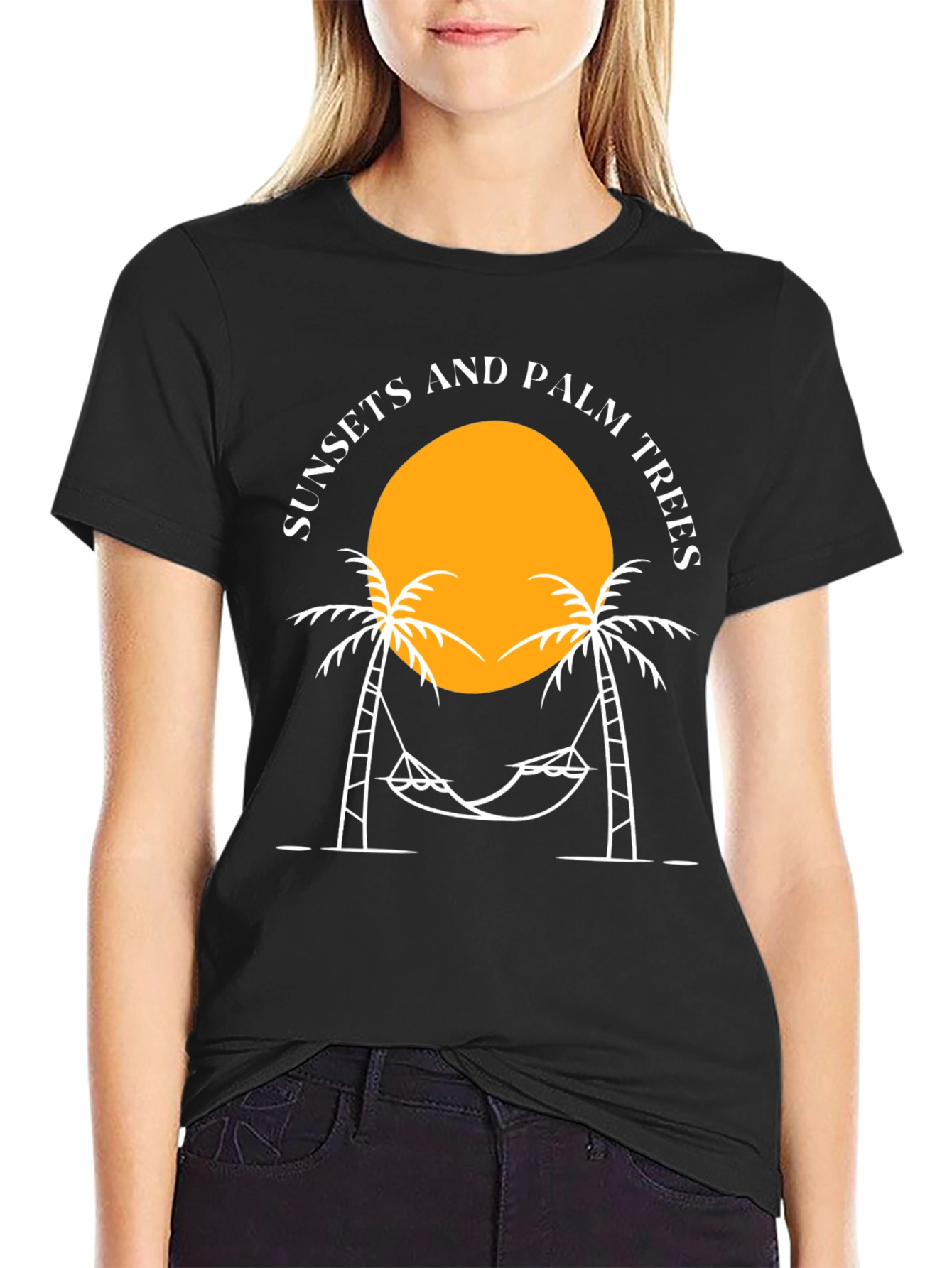 Black Sunset & Palm Tree Graphic Tee view 2