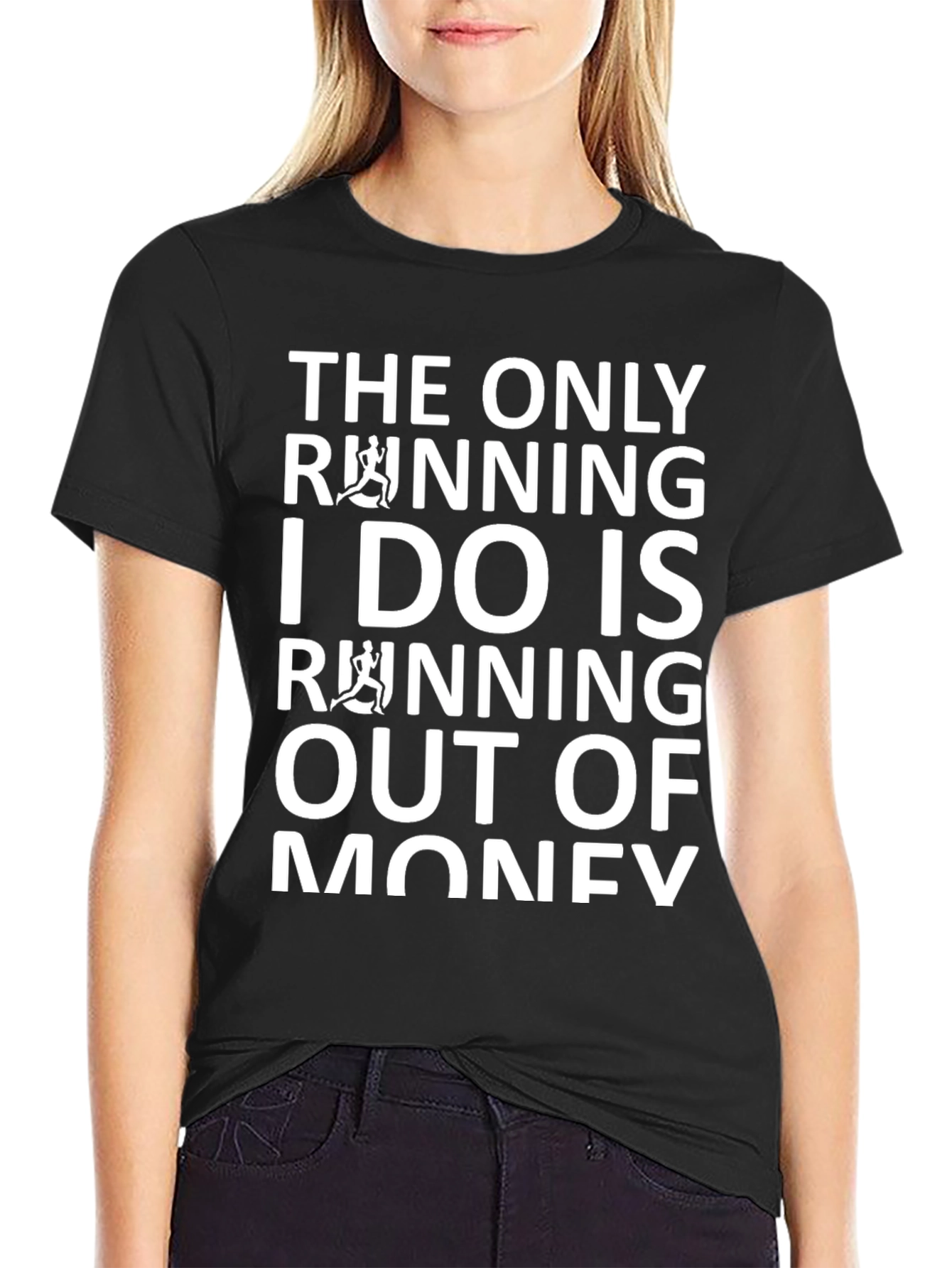 Black Funny Running Out of Money T-Shirt view 2