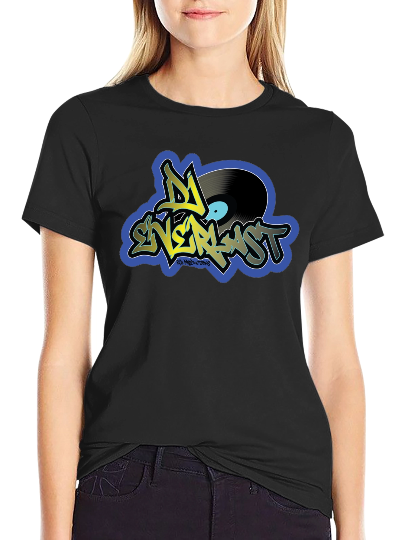 Black DJ Enerlast Black T-Shirt - Music Inspired Design view 2