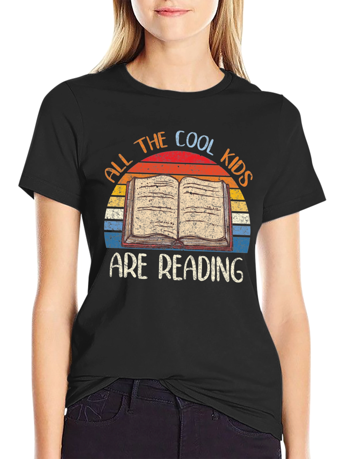 Black Cool Kids Reading T-Shirt view 2