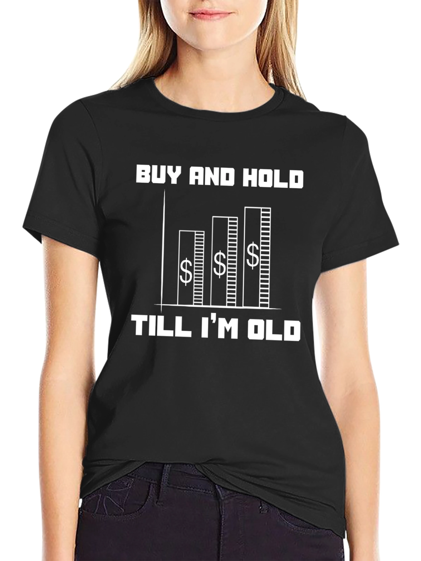 Black Buy and Hold T-Shirt - Stock Market Apparel view 2