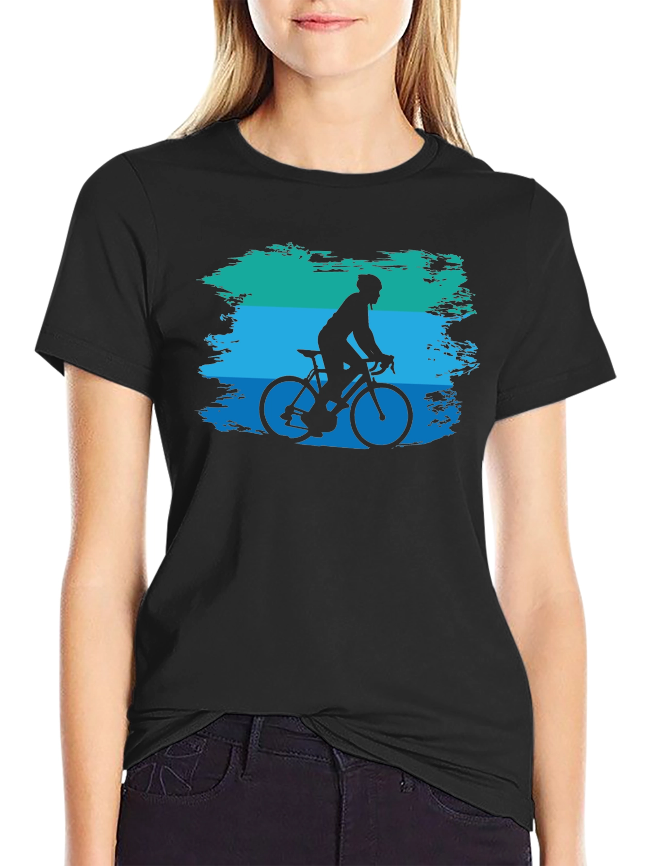 Black Cycling Silhouette Graphic Tee - Black view 2