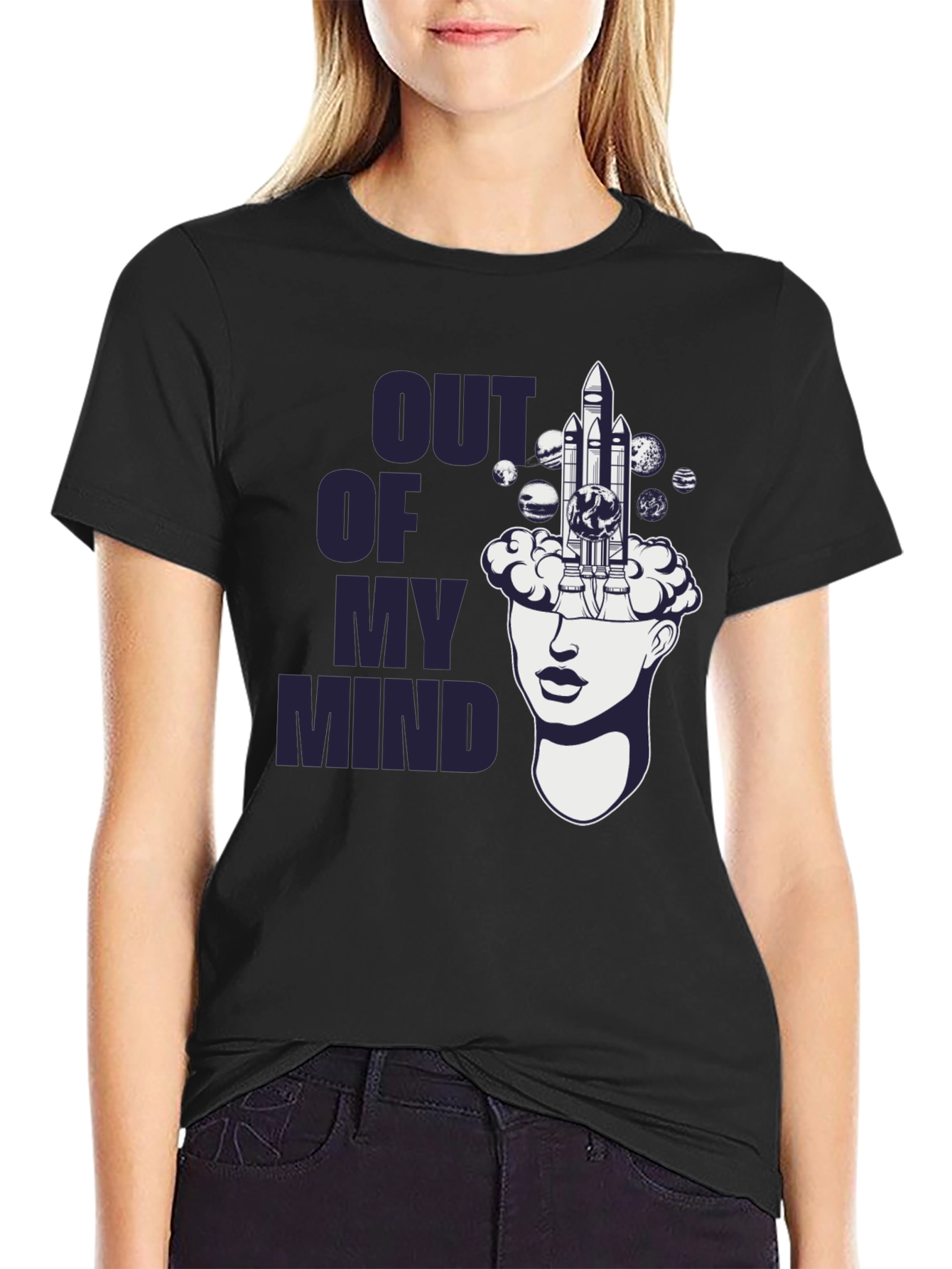 Black Out of My Mind Space Shuttle Graphic T-Shirt view 2