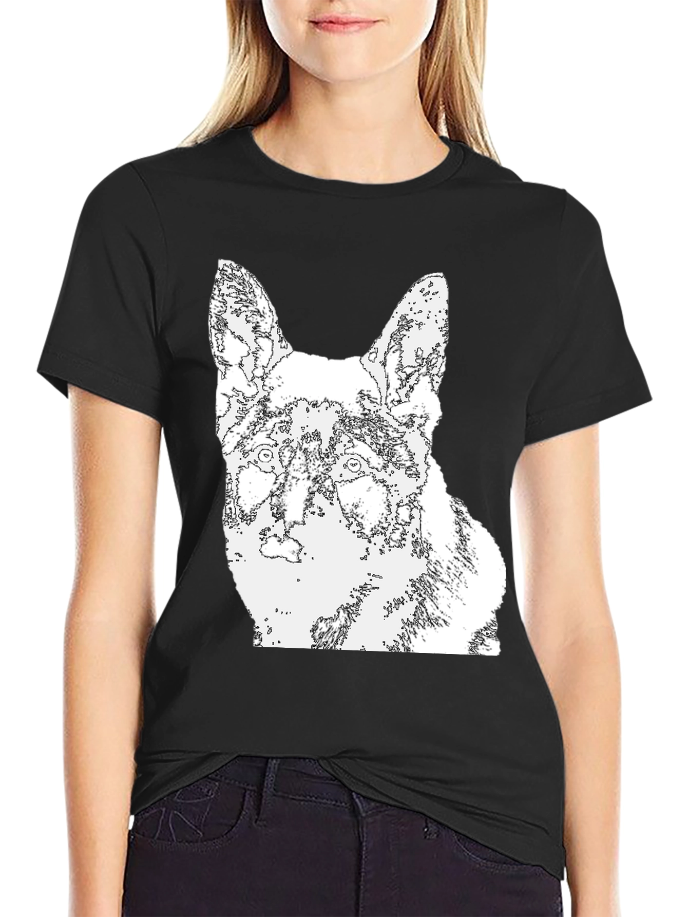 Black Dog Outline Graphic T-Shirt - Black view 2