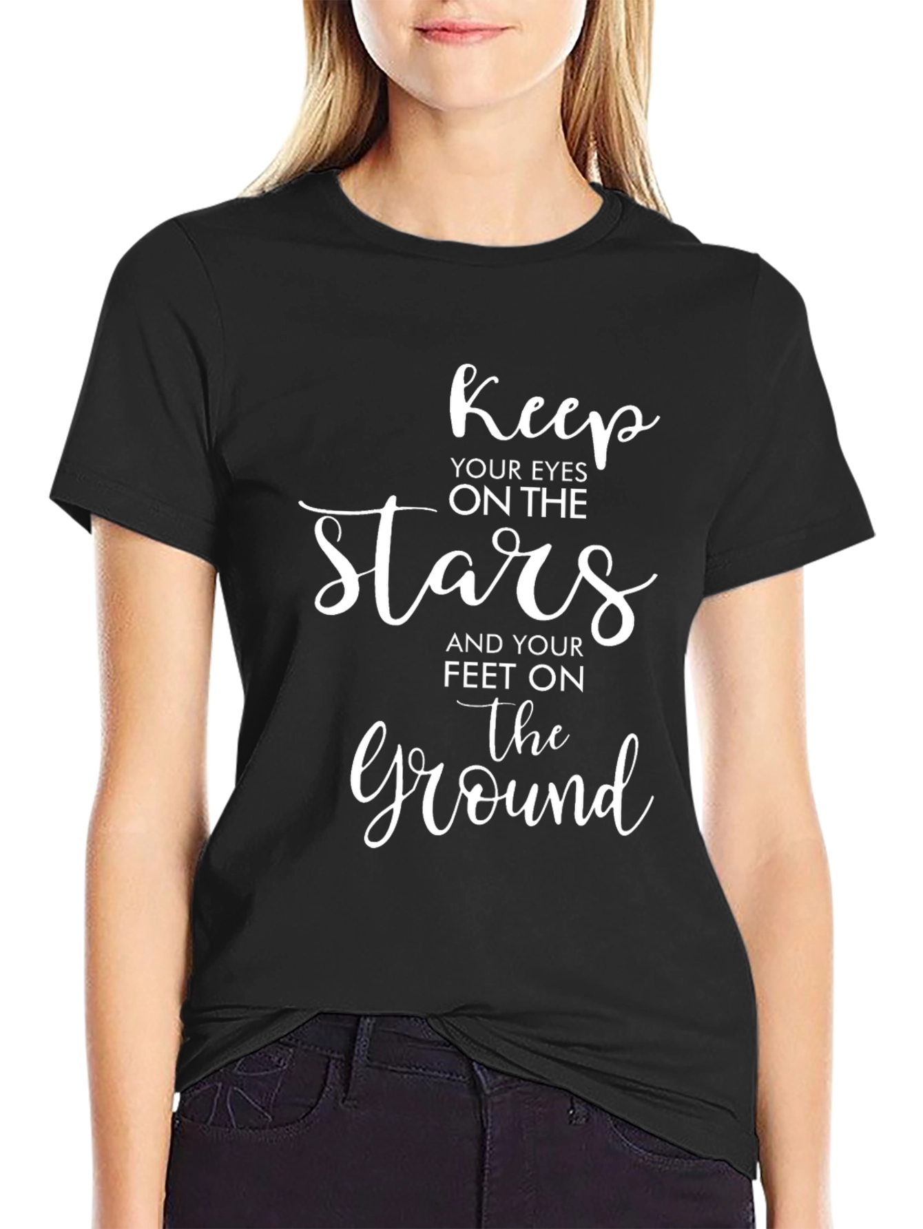 Black Keep Your Eyes On The Stars Graphic T-Shirt view 2